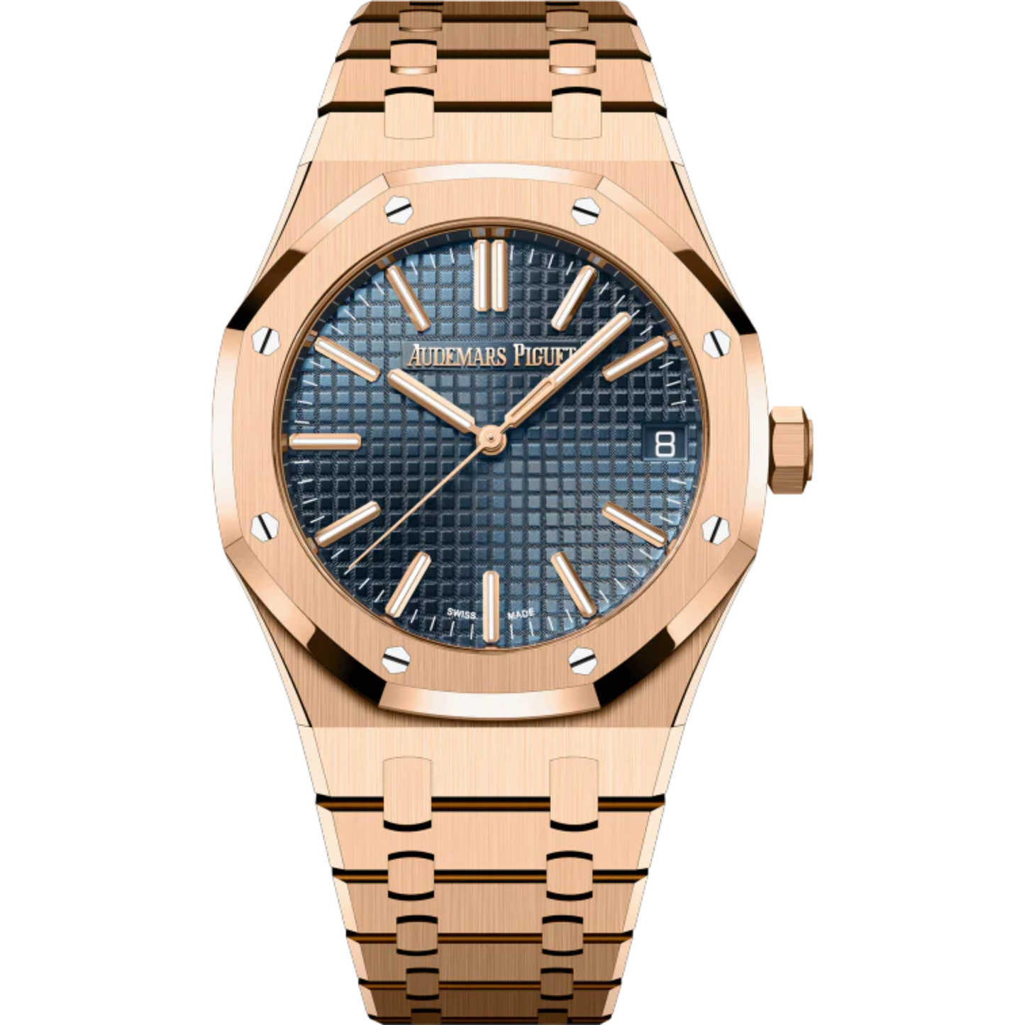 Royal Oak Selfwinding 50th Anniversary 41MM 18-Carat Pink Gold Bracelet Bleu Nuit Nuage 50 Dial With Grande Tapisserie Pattern 18-Carat Pink Gold Case