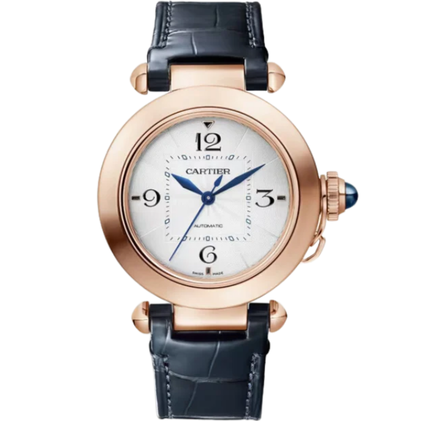 PASHA DE CARTIER 35 MM 18K ROSE GOLD WITH SILVER FLINQUE DIAL