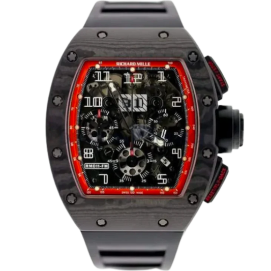 RM 011 Felipe Massa Black Night NTPT Carbon Rubber Strap Carbon Fiber Case