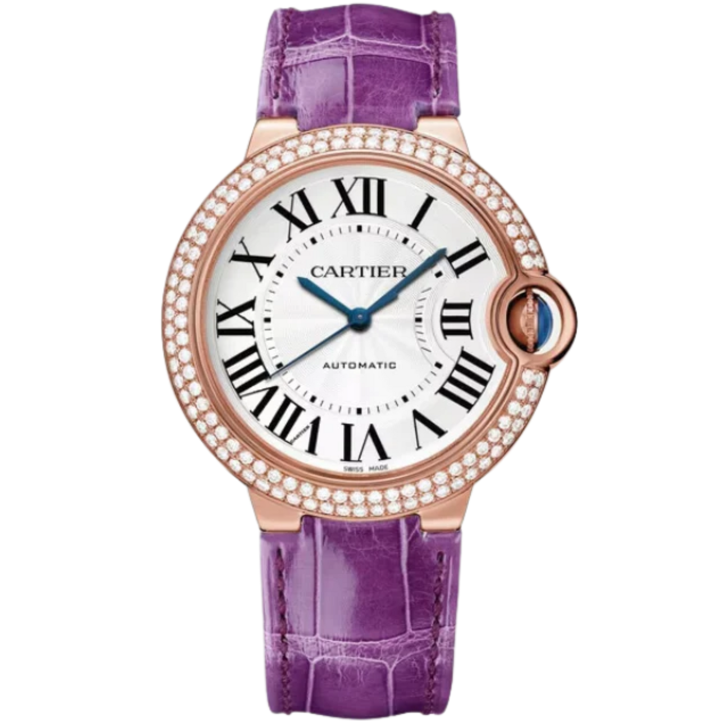 BALLON BLEU DE CARTIER 36 MM ROSED GOLD WITH SILVER GUILLOCHE LACQUER OPALINE DIAL