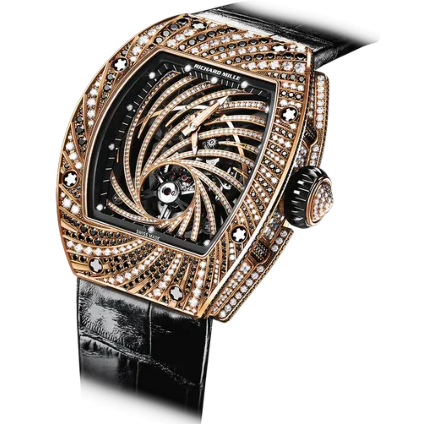 RM 51-02 Tourbillon Diamond Twister Leather Strap Rose Gold Diamond Set Case