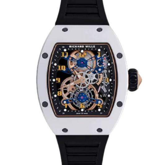RM 17-02 Manual Winding Tourbillon Rubber Strap Skeleton Dial Ceramic Case