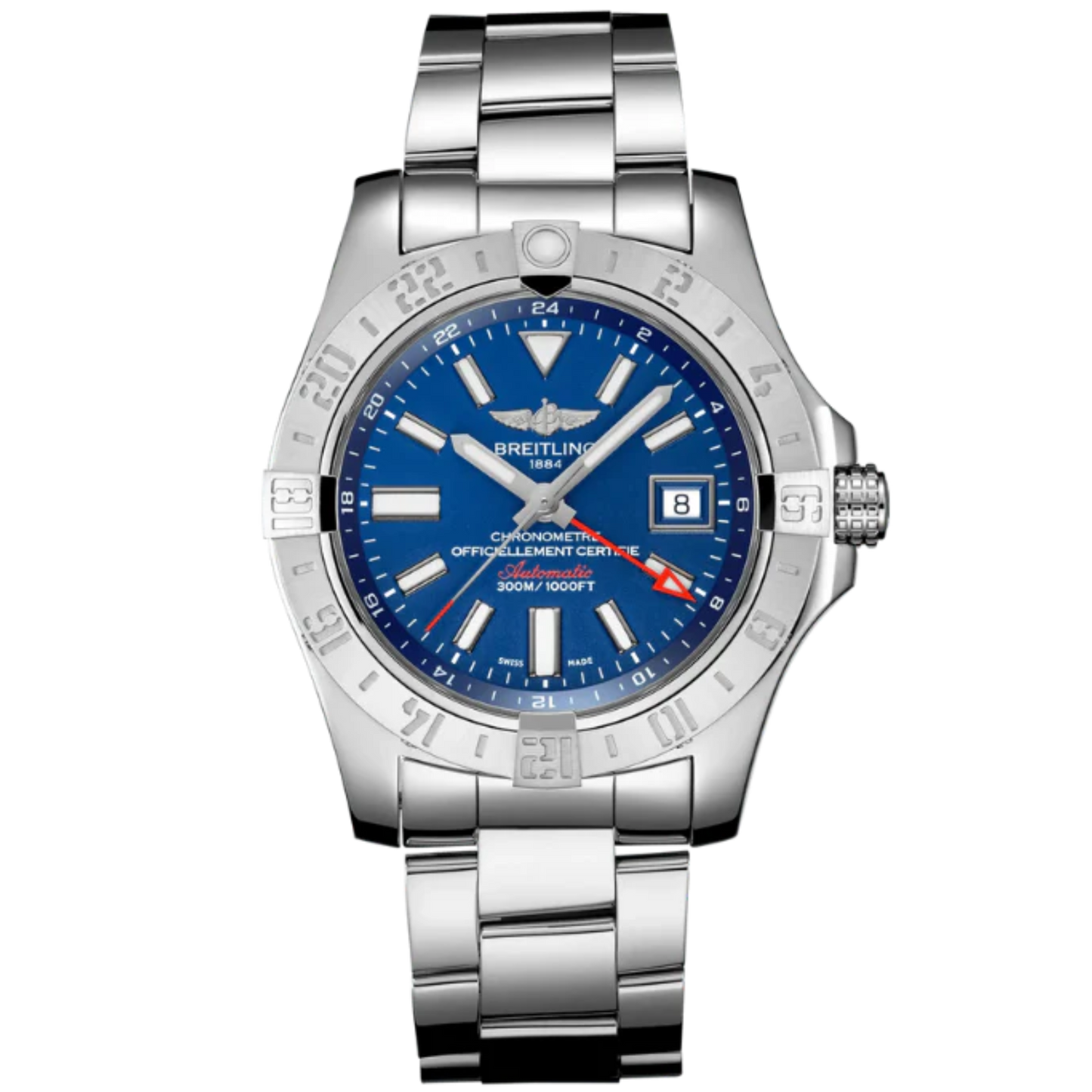 AVENGER II GMT 43 MM STAINLESS STEEL WITH BLUE DIAL