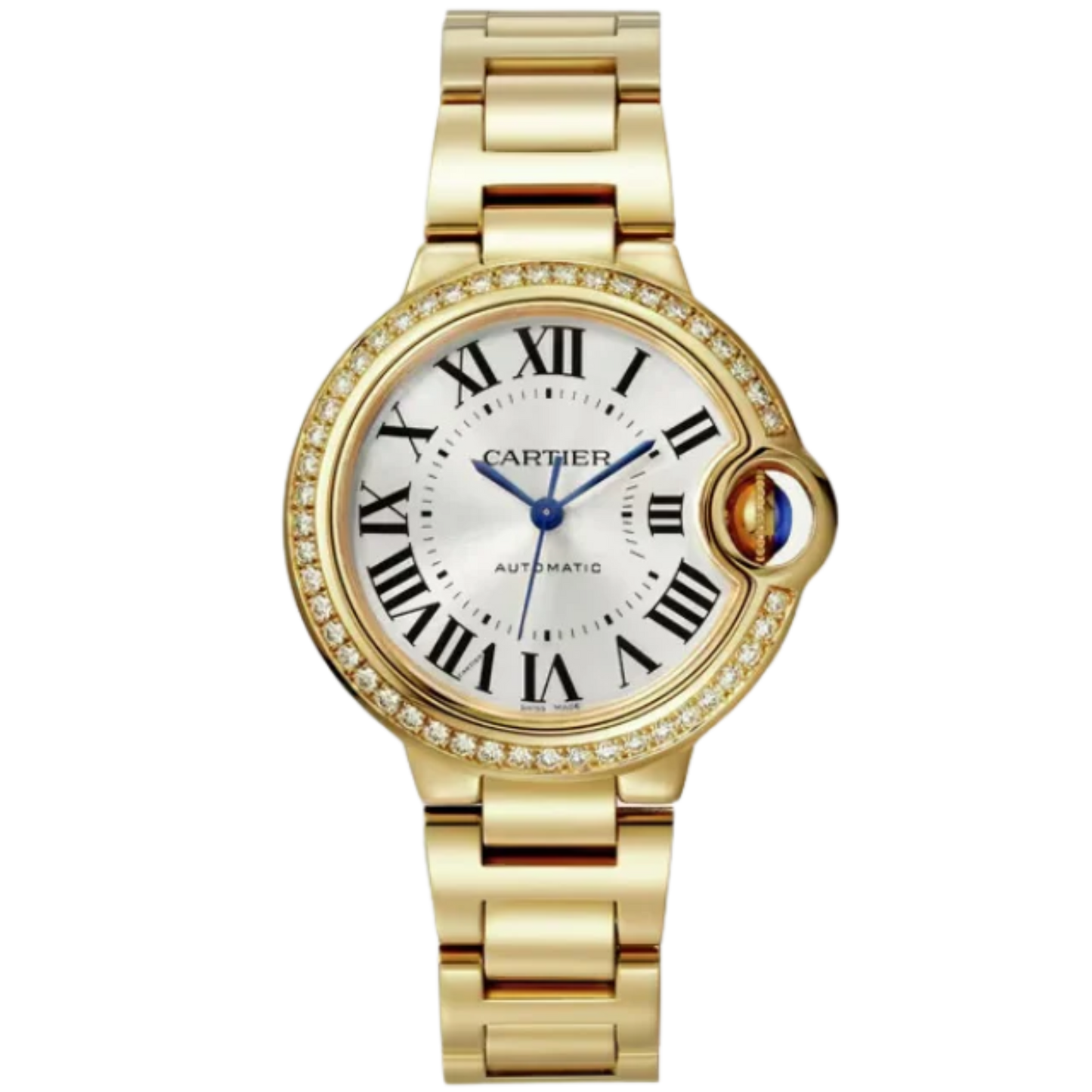 BALLON BLEU DE CARTIER 33 MM YELLOW GOLD WITH SILVER SUNRAY-EFFECT DIAL