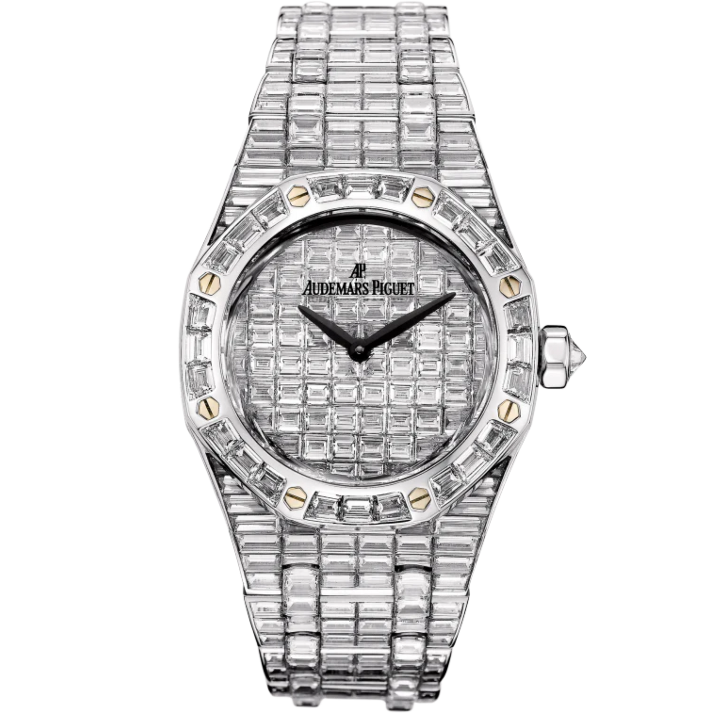 Royal Oak Quartz 33MM 18-Carat White Gold Bracelet Entirely Set With Baguette-Cut Diamonds Baguette-Cut Diamond-Paved Dial 18-Carat White Gold Case Entirely Set With Baguette-Cut Diamonds
