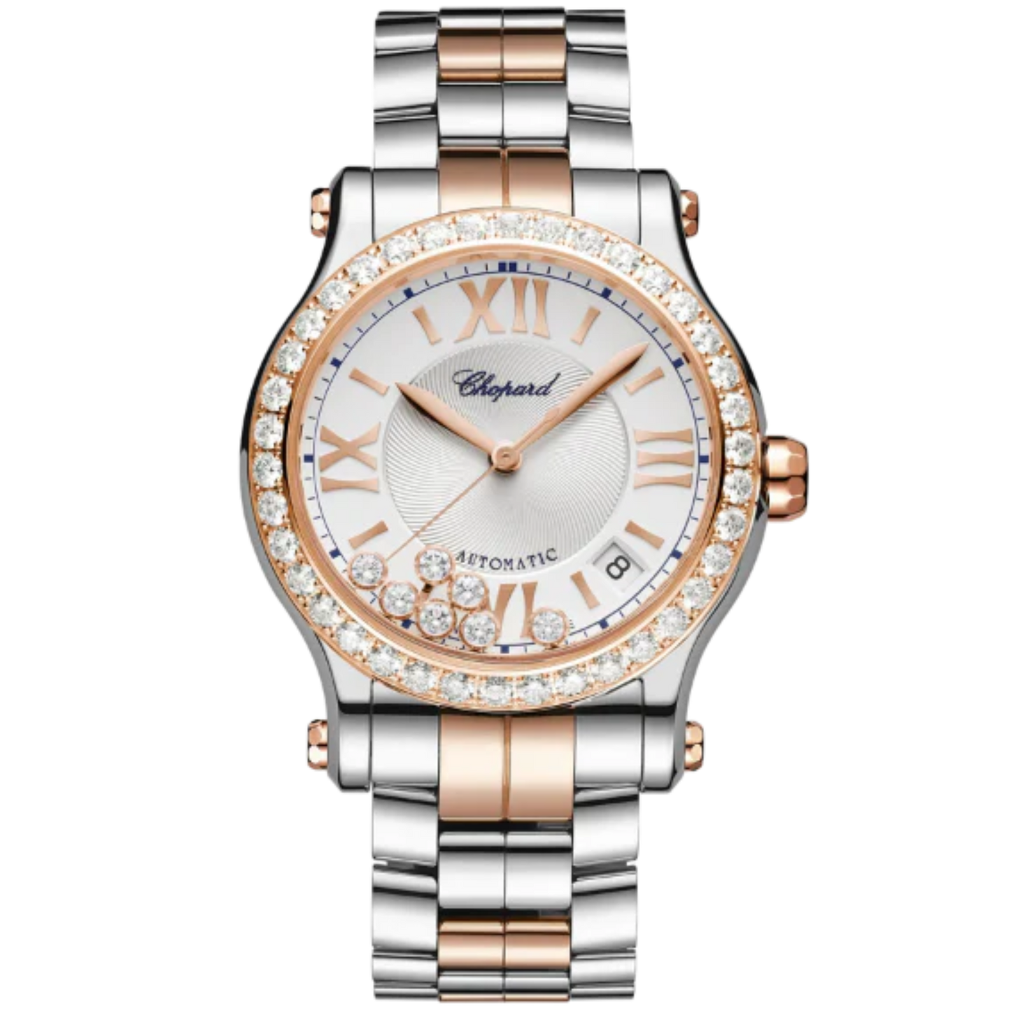 HAPPY SPORT 36 MM ETHICAL ROSE GOLD - LUCENT STEEL™ WITH SILVER DIAL