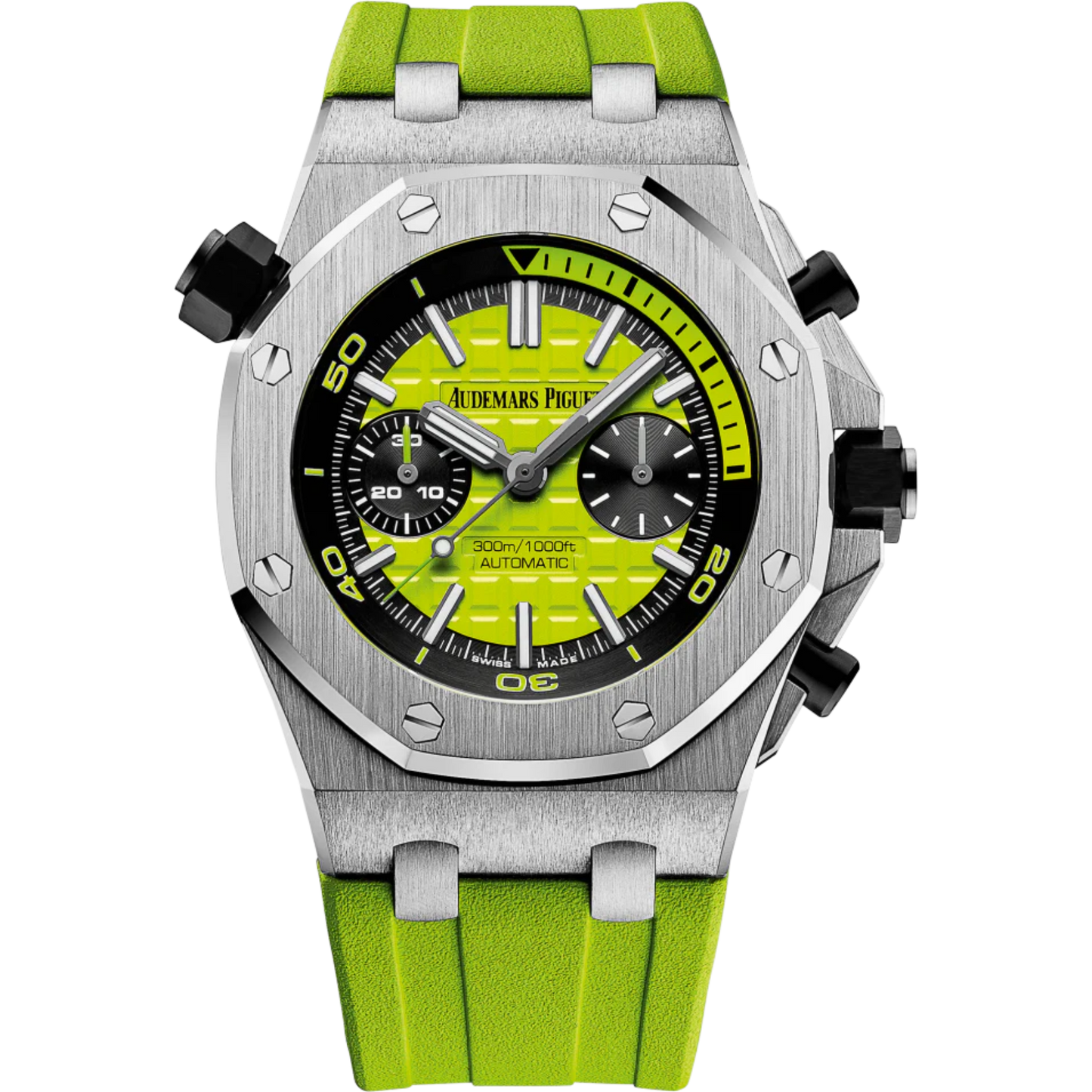 Royal Oak Offshore Diver Chronograph 42MM Green Rubber Strap Green Dial With Méga Tapisserie Pattern Stainless Steel Case