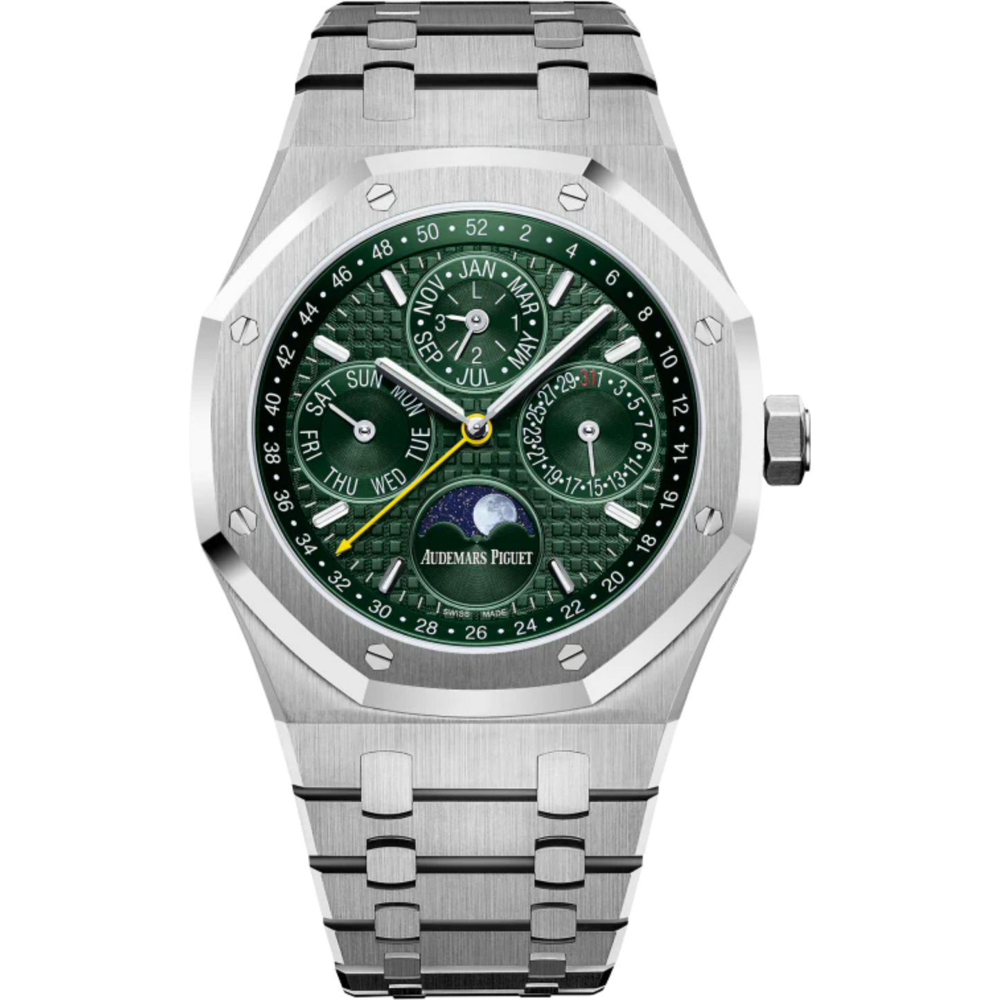 Royal Oak Perpetual Calendar Limited Edition for Unique Timepieces 41MM Stainless Steel Bracelet Green Dial With Grande Tapisserie Pattern Stainless Steel Case