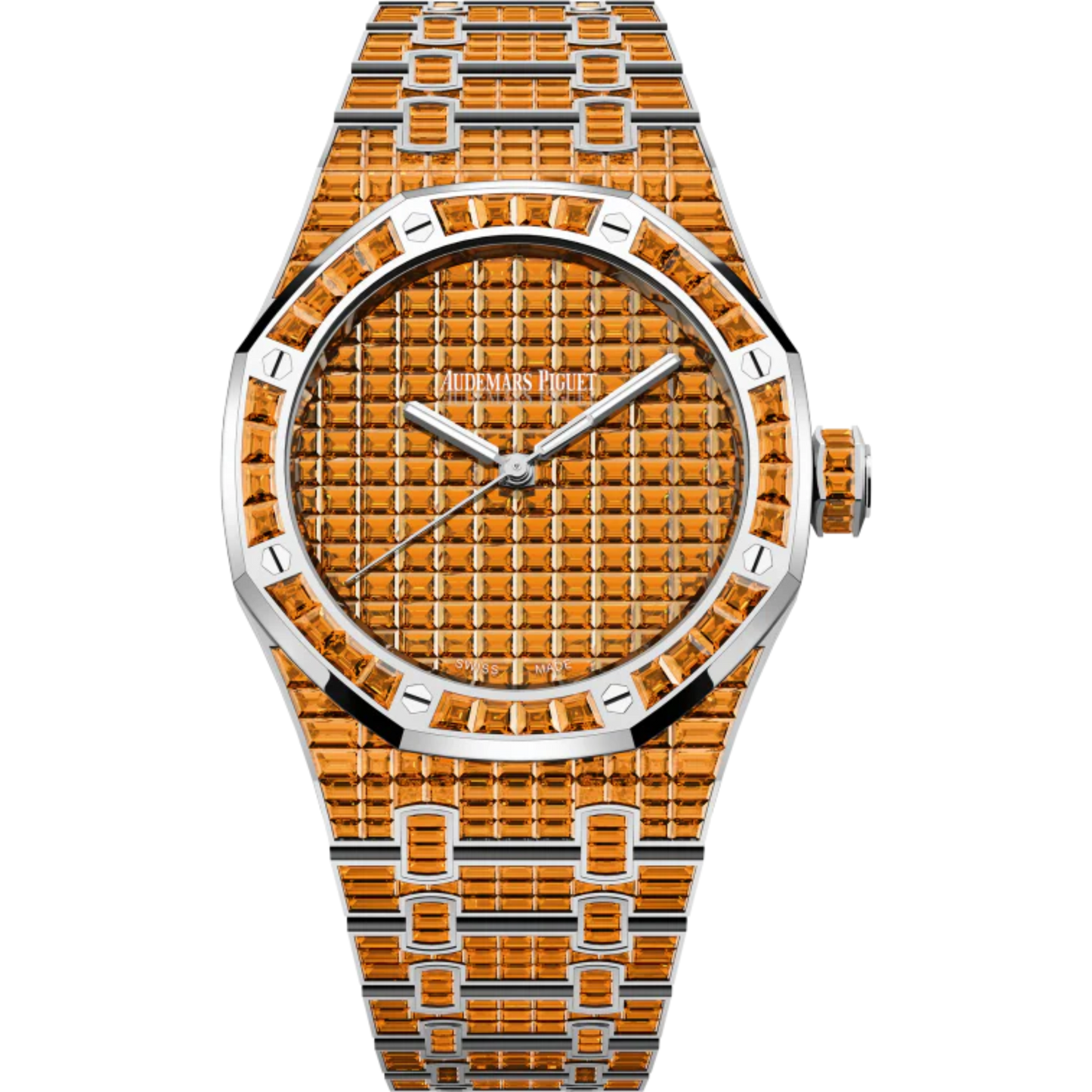 Royal Oak Selfwinding Orange Spessartite 50th Anniversary 41MM 18-Carat White Gold Bracelet Set 18-Carat White Gold Dial Set 18-Carat White Gold Case Set With Baguette-Cut Orange Spessartites
