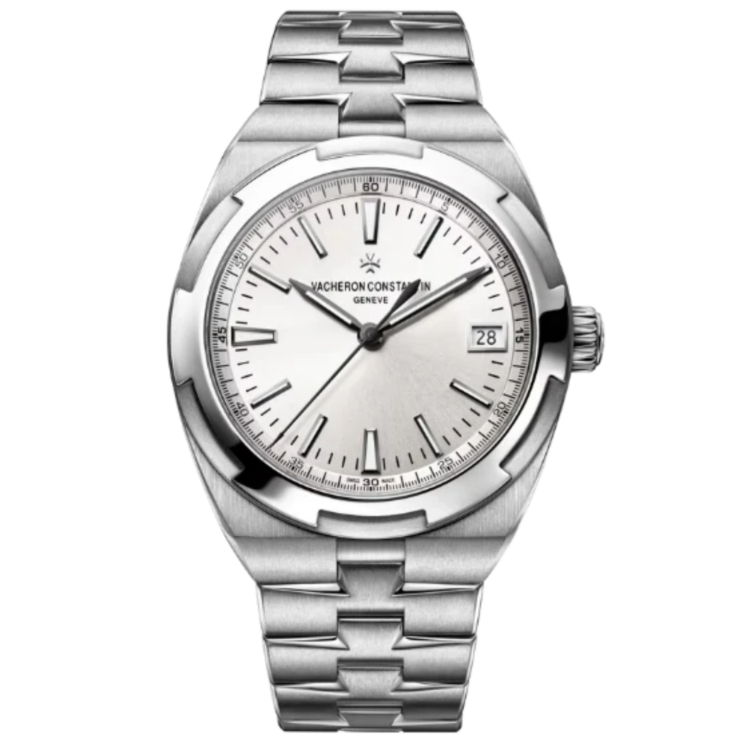 OVERSEAS SELF WINDING 41 MM STAINLESS STEEL WITH SILVER BRASS DIAL
