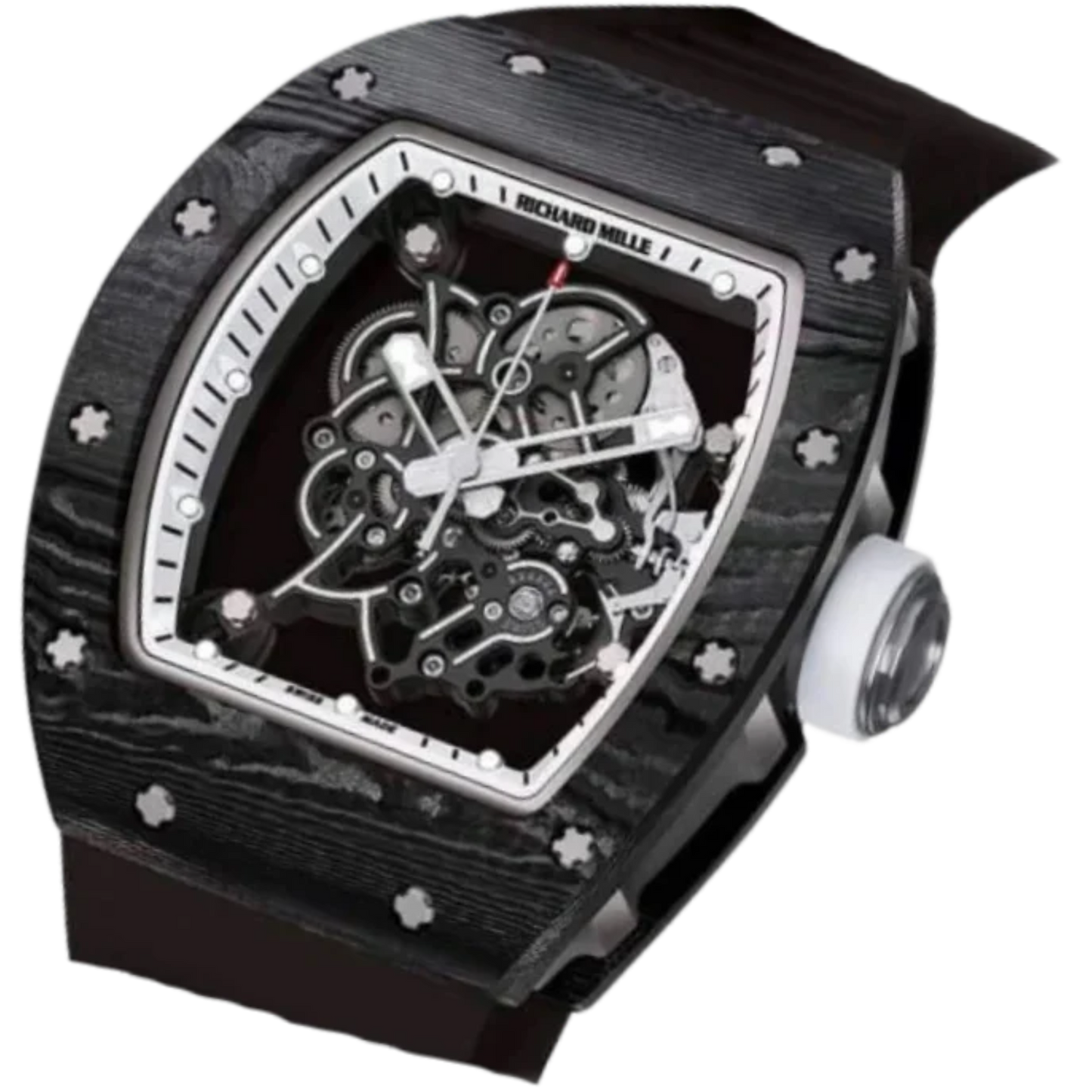 RM 55 Bubba Watson White Legend Rubber Strap Skeleton Dial Titanium Case NTPT Carbon Bezel