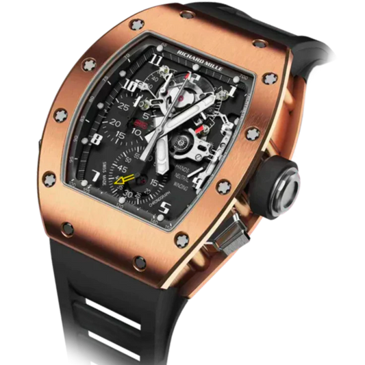 RM 004-V1 Split-Seconds Chronograph Rubber Strap Yellow Gold Case