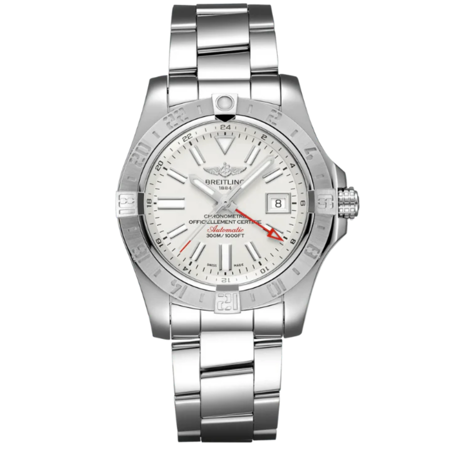 AVENGER II GMT 43 MM STAINLESS STEEL WITH WHITE DIAL