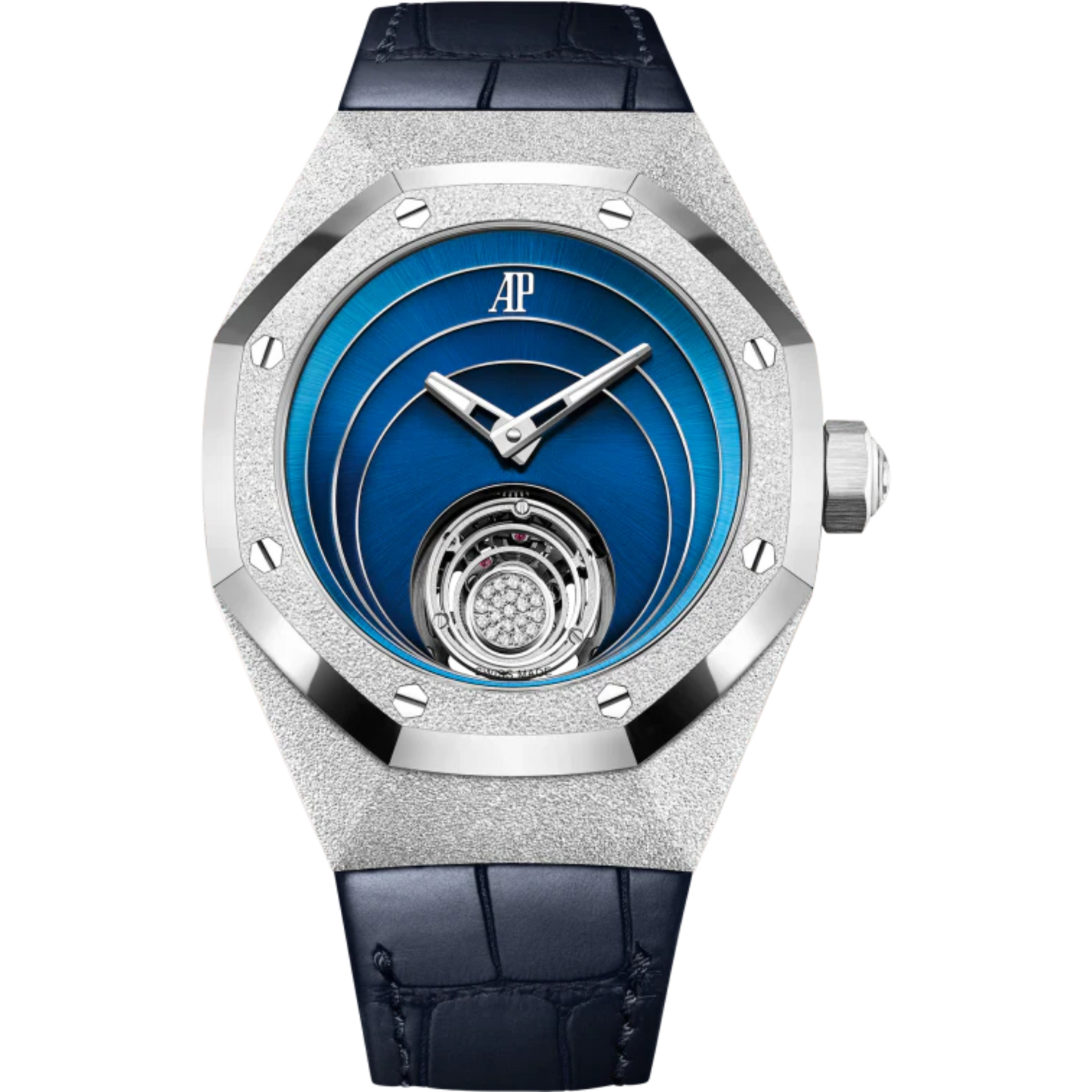 Royal Oak Concept 38.5mm Flying Tourbillon Frosted Gold and White Gold with Blue Dial Octagonal Bezel