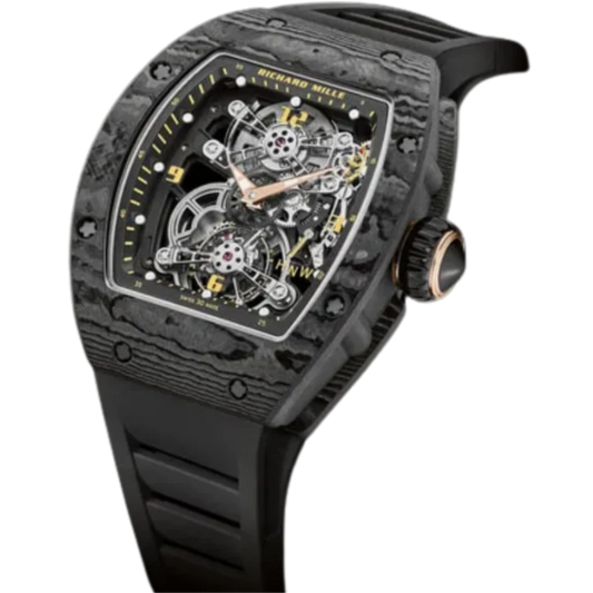 RM 17-01 Manual Winding Tourbillon Rubber Strap Skeleton Dial Carbon TPT Case