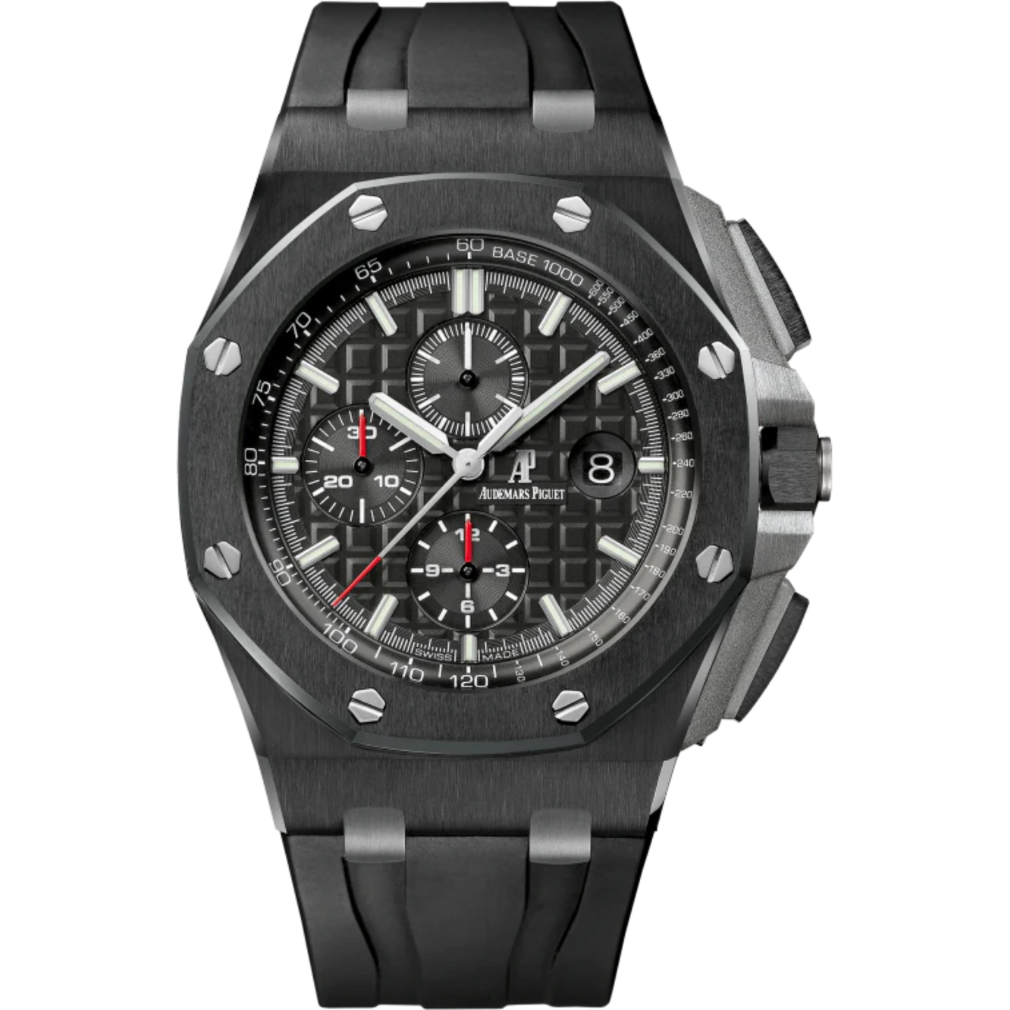 Royal Oak Offshore Chronograph 44MM Black Rubber Strap Black Dial With Méga Tapisserie Pattern Black Ceramic Case and Bezel
