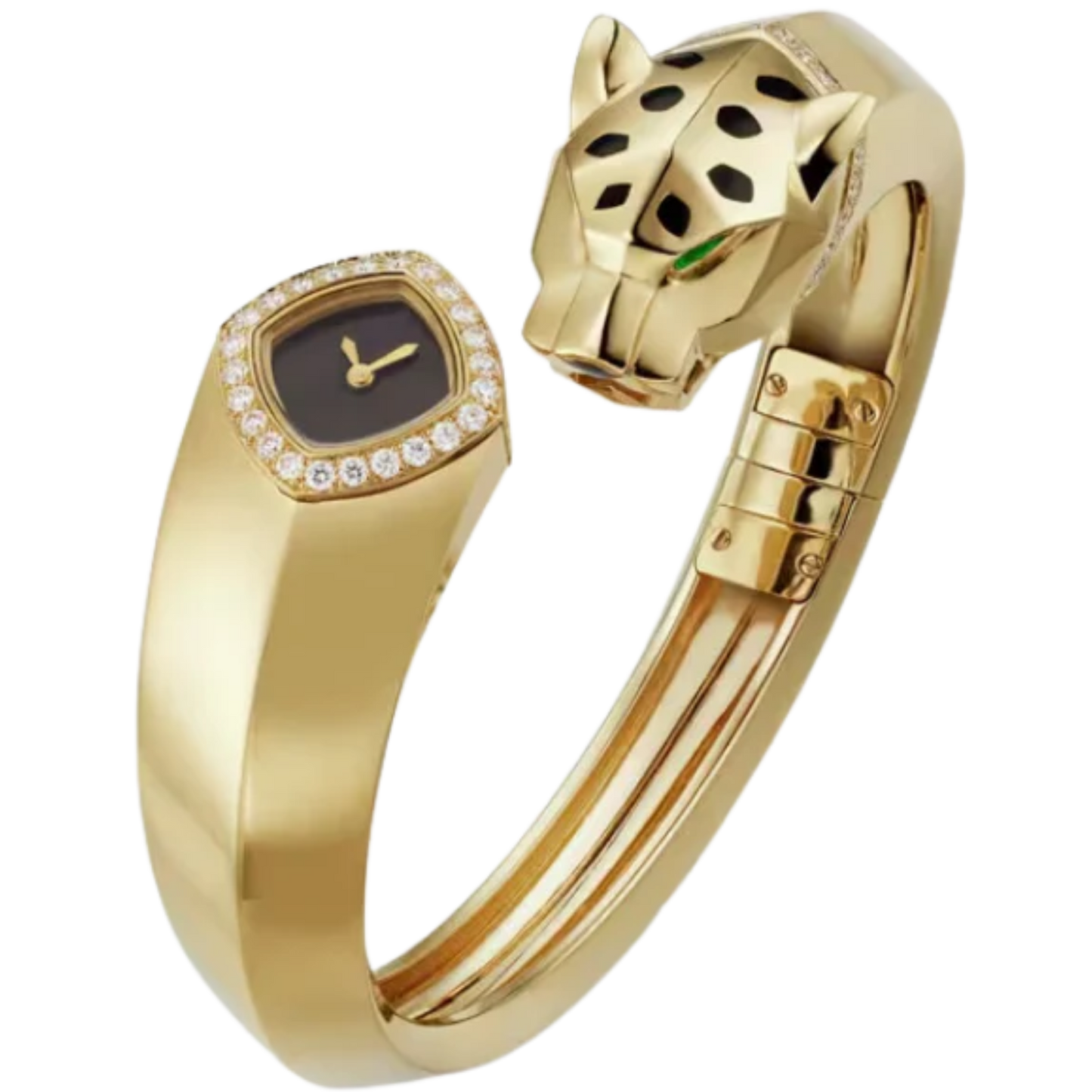 LA PANTHERE DE CARTIER BANGLE 18 MM 18K YELLOW GOLD WITH BLACK DIAL SIZE 17