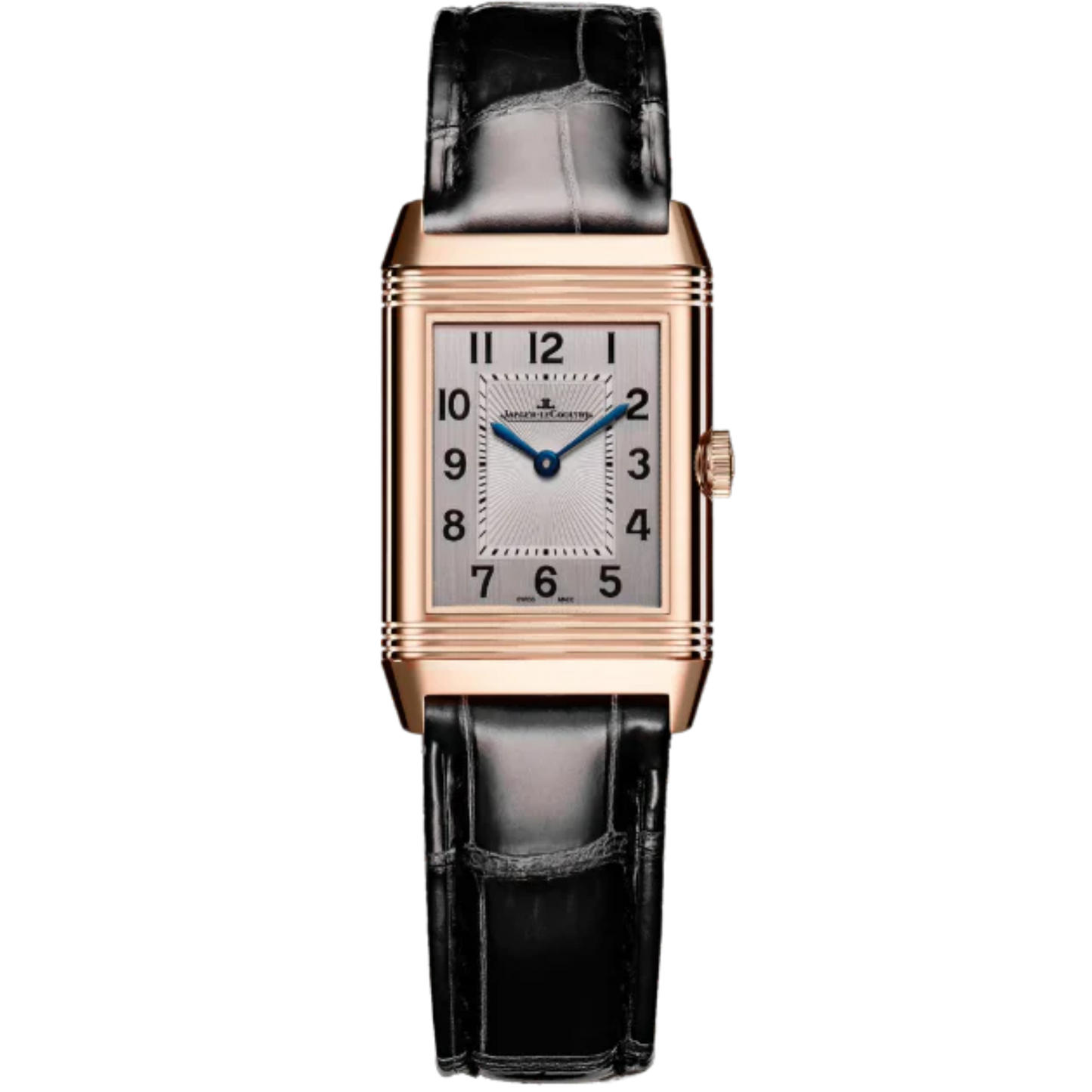 REVERSO CLASSIC DUETTO 34 MM 18K ROSE GOLD WITH SILVER GREY AND GUILLOCHE BLACK DIAL