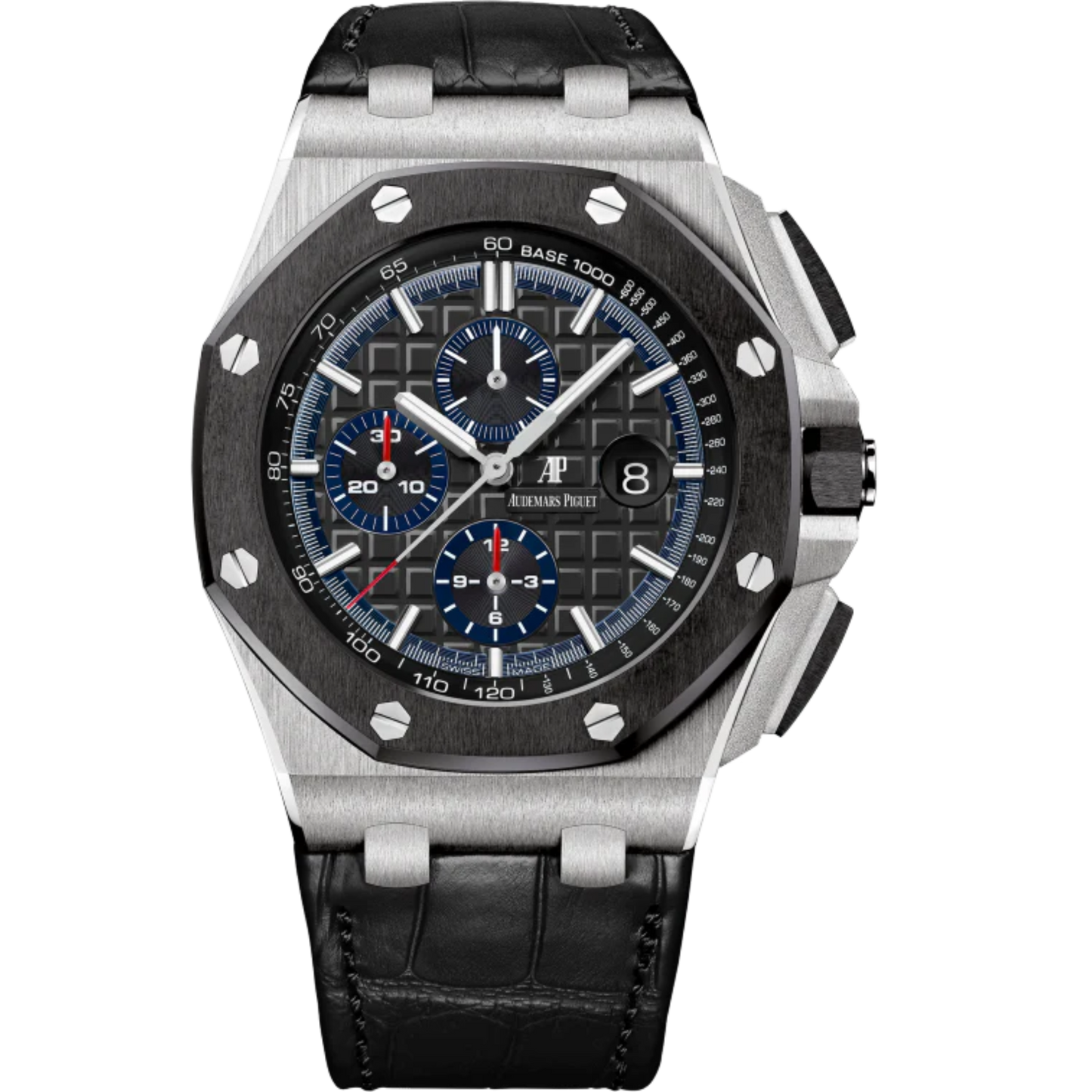 Royal Oak Offshore Selfwinding Chronograph 44MM Black Alligator Strap Black Dial With Méga Tapisserie Pattern 950 Platinum Case