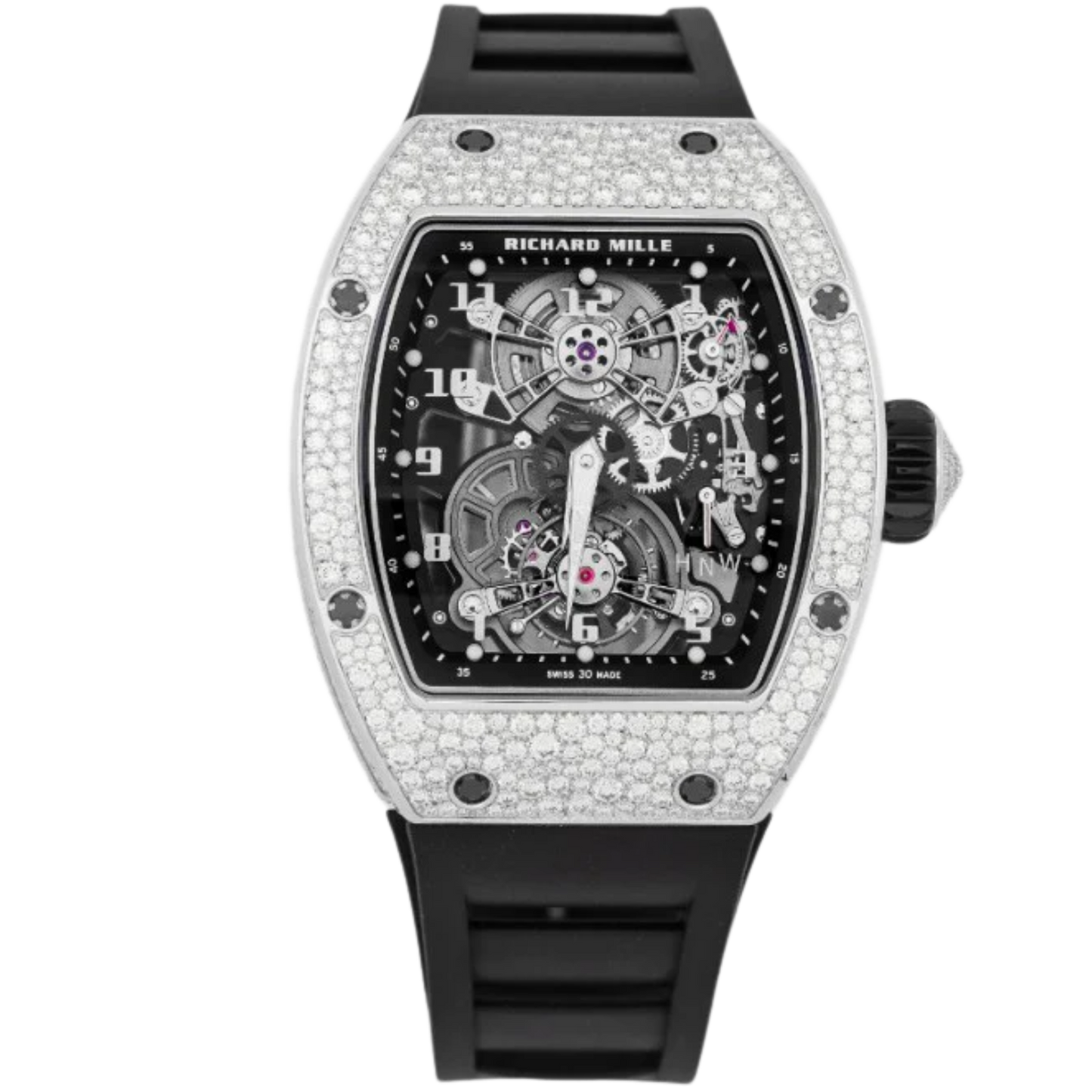 RM017 White Gold Snow Setting Tourbillon