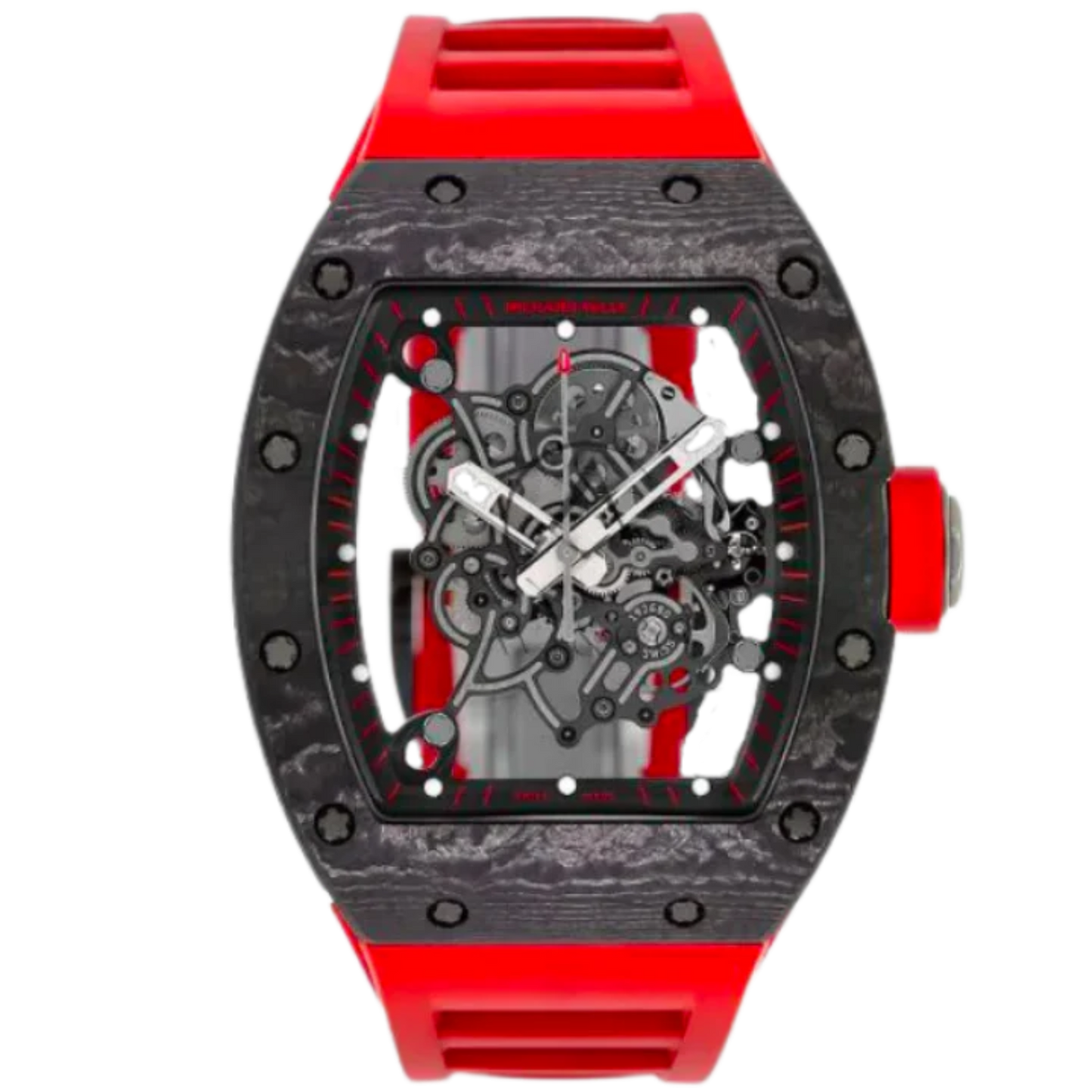 RM 055 Bubba Watson Dark Legend Automatic Red Rubber Strap Black Ceramic Case