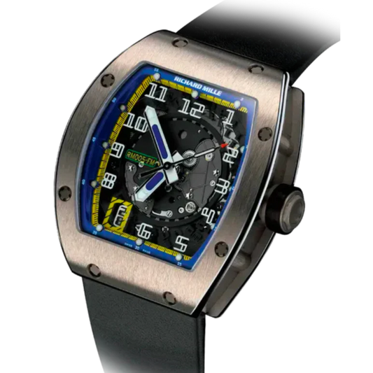 RM 005 Automatic Black Rubber Strap Platinum Case