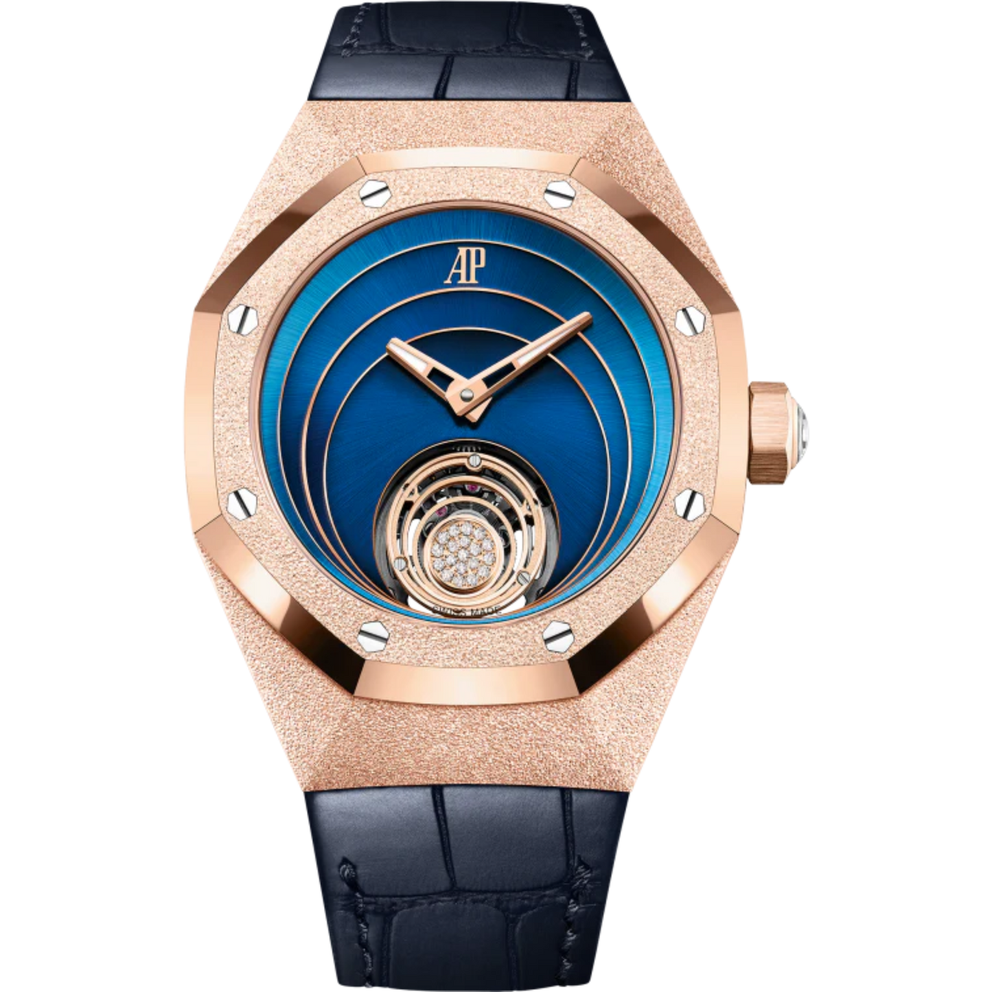 Royal Oak Concept 38.5mm Flying Tourbillon Blue Aligator Strap with Frosted Pink Gold Case