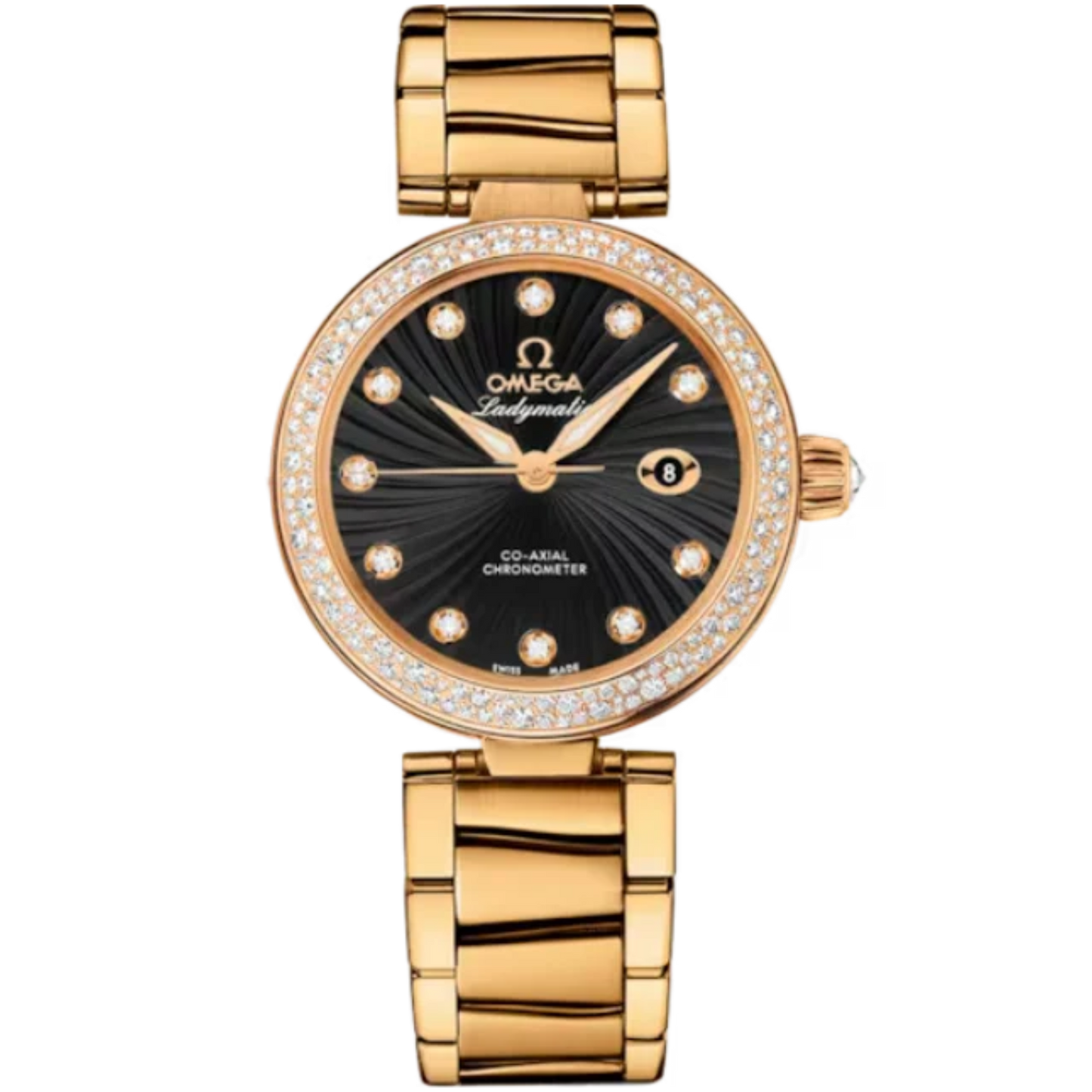 DE VILLE LADYMATIC 34 MM YELLOW GOLD WITH BLACK DIAL
