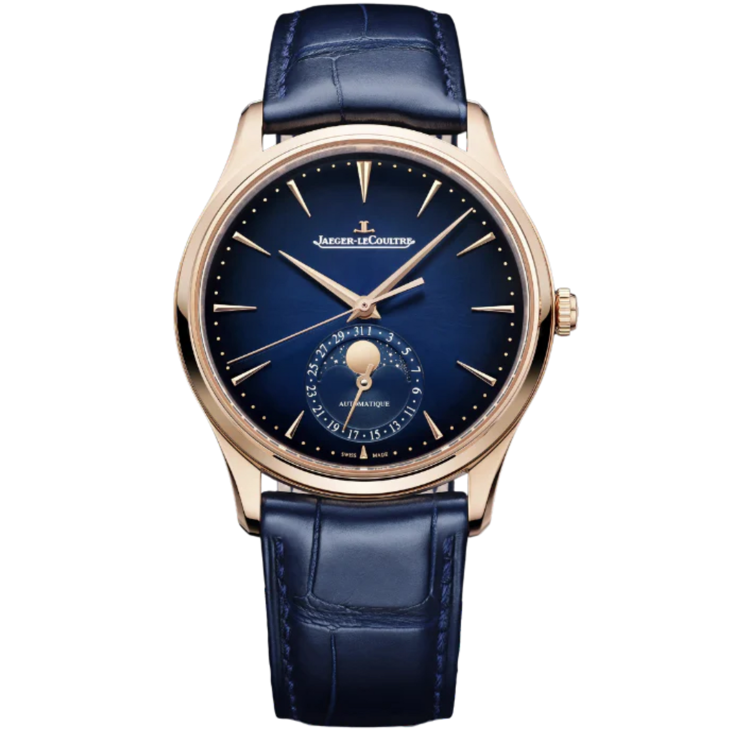 MASTER ULTRA THIN MOON 39 MM 18K ROSE GOLD WITH BLUE SUNRAY BRUSHED DIAL