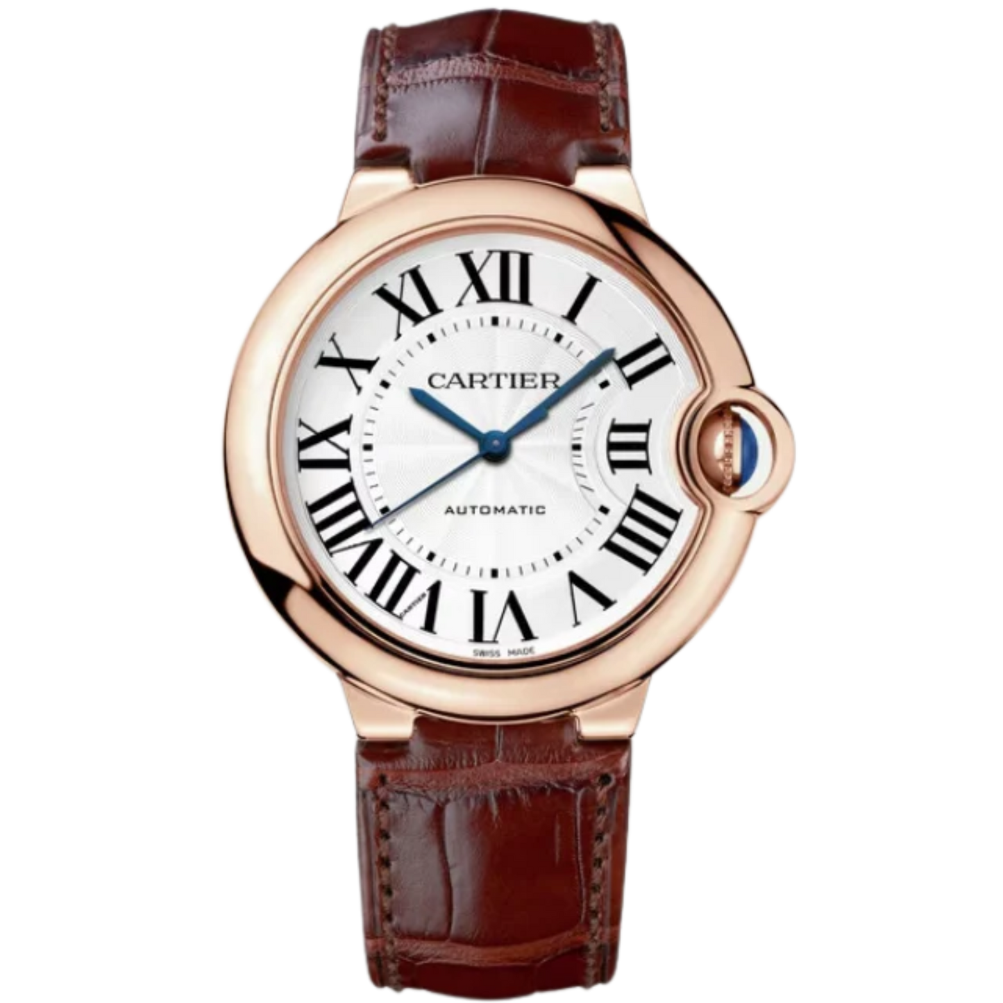 BALLON BLEU DE CARTIER 36 MM ROSE GOLD WITH SILVER GUILLOCHE LACQUERED OPALINE DIAL
