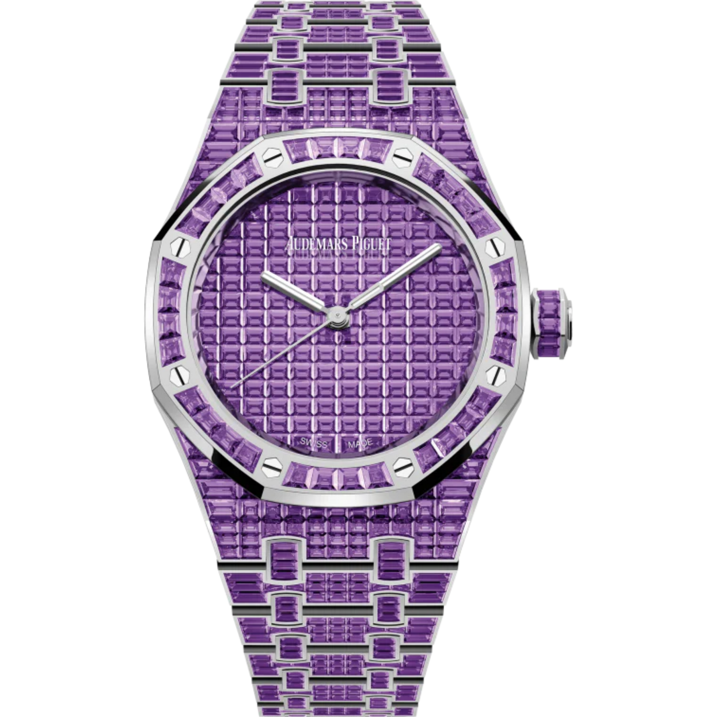 Royal Oak Selfwinding Amethyst 50th Anniversary 37MM 18-Carat White Gold Bracelet 18-Carat White Gold Dial 18-Carat White Gold Case Set With Baguette-Cut Amethysts