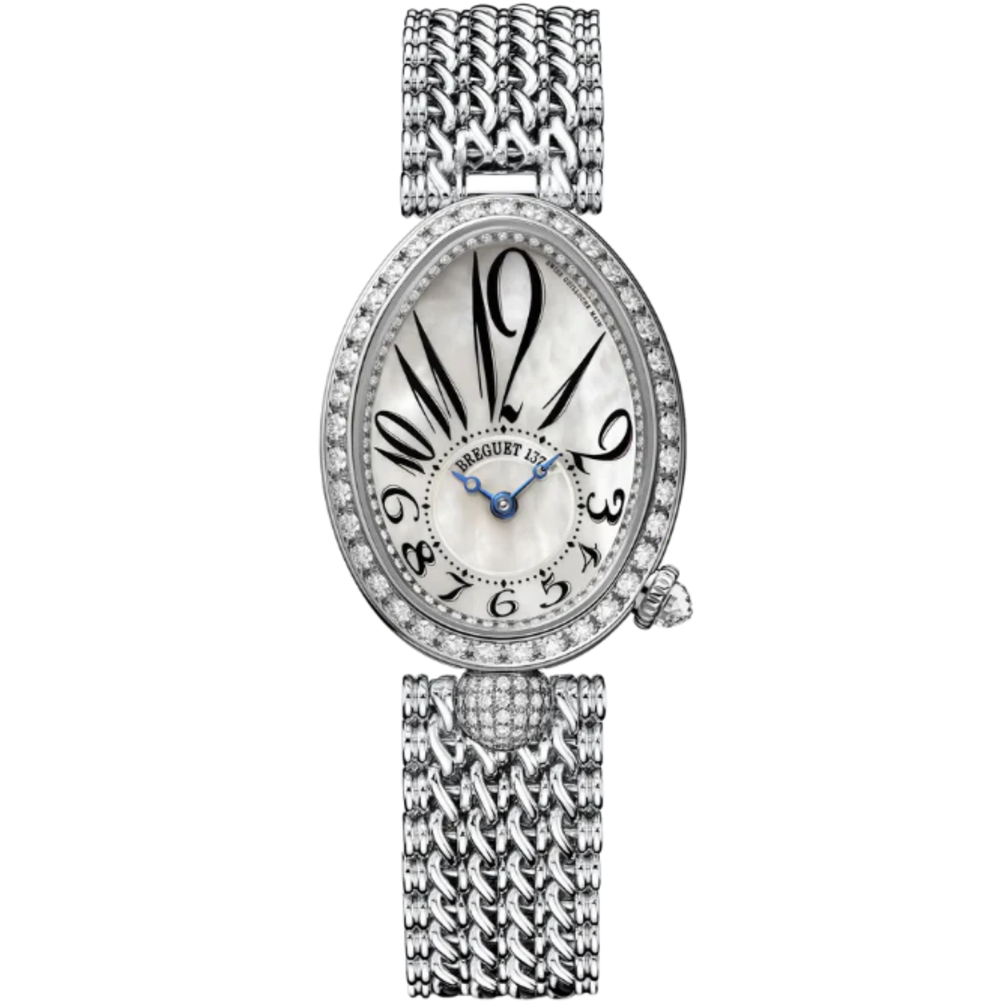 REINE DE NAPLES 8928 33 MM WHITE GOLD WITH MOTHER OF PEARL DIAL
