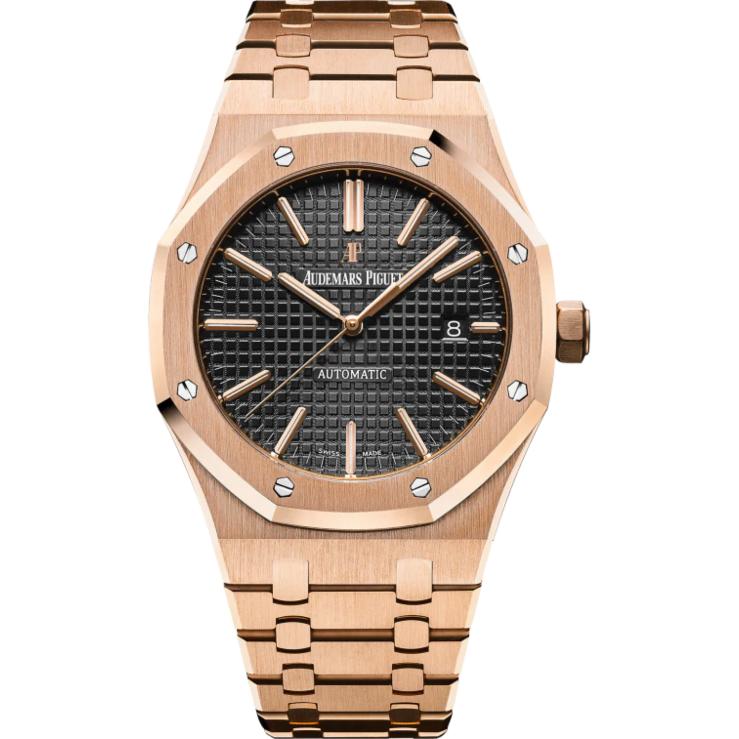 Royal Oak Selfwinding 41MM 18-Carat Pink Gold Bracelet Black Dial With Grande Tapisserie Pattern 18-Carat Pink Gold Case