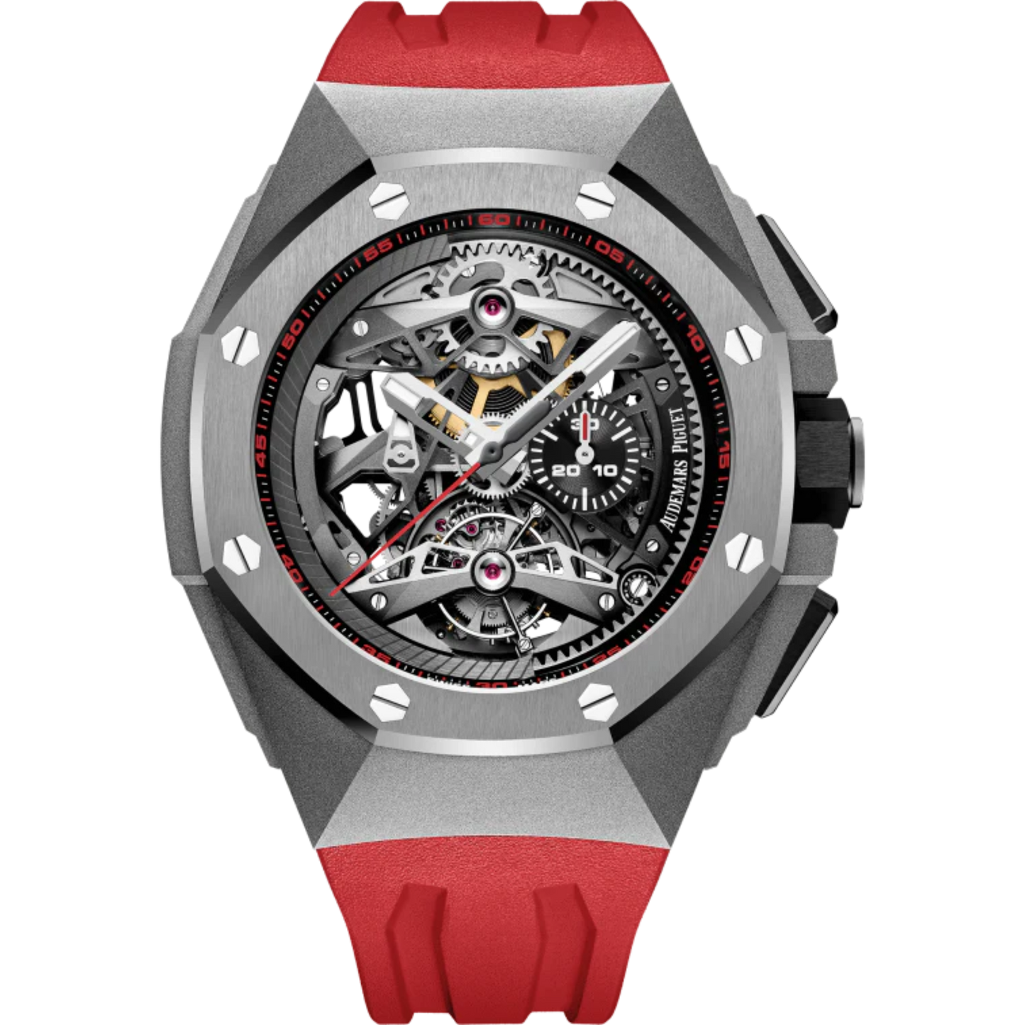Royal Oak Concept 44mm Tourbillon Chronograph Red Rubber Strap with Titanium Case