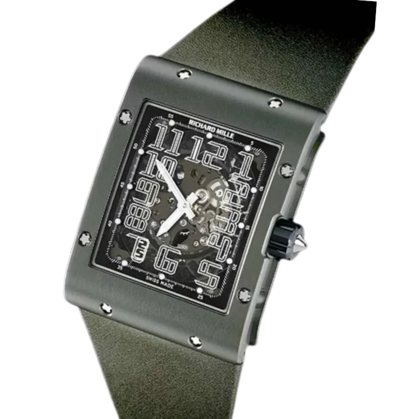 RM 016 Automatic Extra Flat Black Rubber Strap Titanium Case