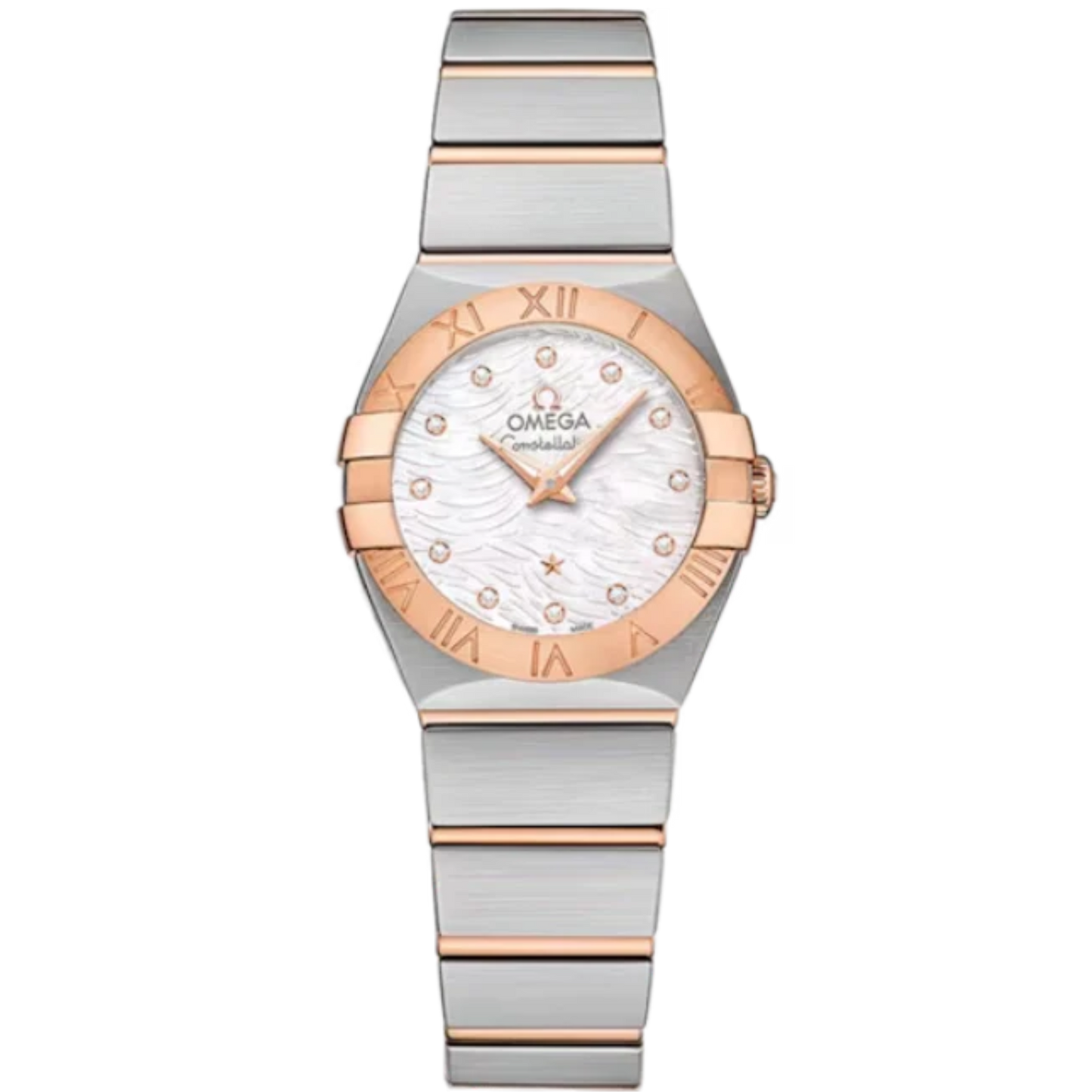 CONSTELLATION 24 MM STAINLESS STEEL - RED GOLD WITH MOTHER OF PEARL DIAL