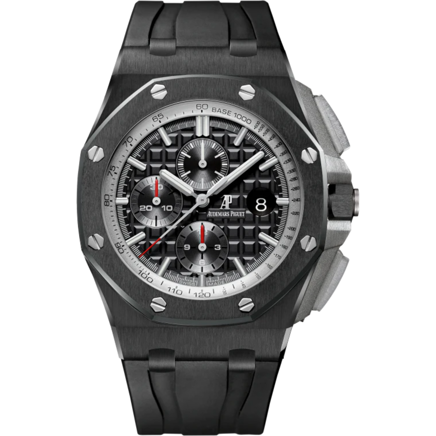 Royal Oak Offshore Chronograph 44MM Black Rubber Strap Anthracite Dial With Méga Tapisserie Pattern Black Ceramic Case and Bezel