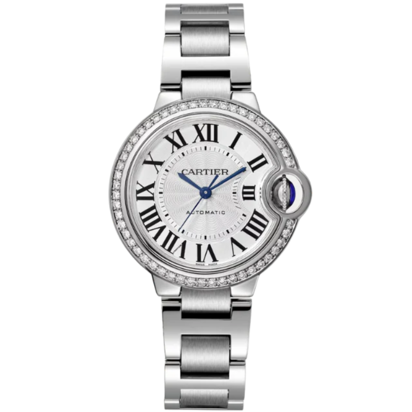BALLON BLEU DE CARTIER 33 MM STAINLESS STEEL WITH SILVER GUILLOCHE DIAL
