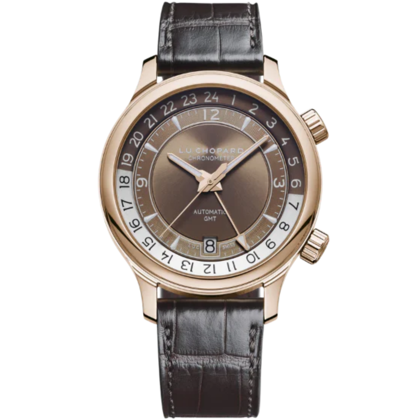 L.U.C GMT ONE 42 MM ETHICAL ROSE GOLD WITH BROWN DIAL