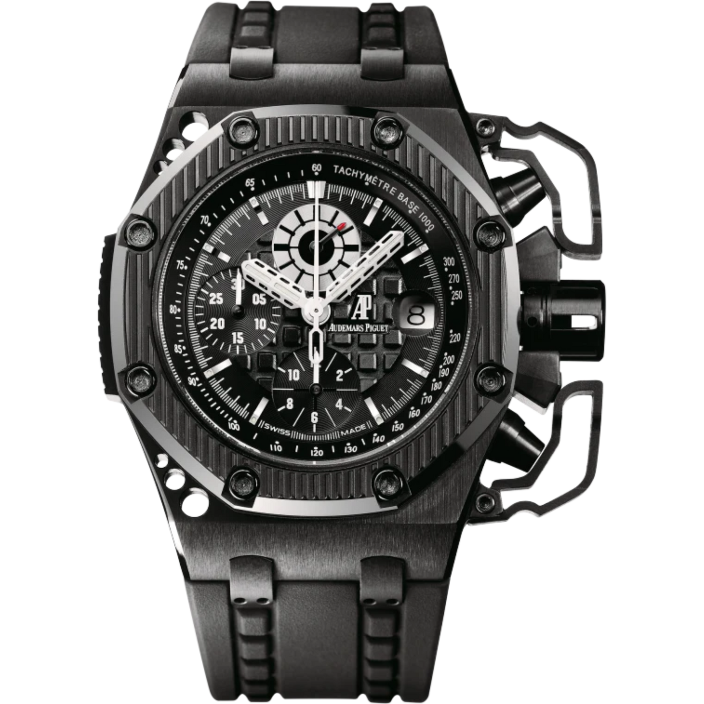 Royal Oak Offshore Survivor Chronograph 42MM Vulcanized Black Rubber Strap Black Dial With Méga Tapisserie Pattern Blackened Titanium Case Black Ceramic Bezel