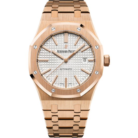 Royal Oak Selfwinding 41MM 18-Carat Pink Gold Bracelet Silver-Toned Dial With Grande Tapisserie Pattern 18-Carat Pink Gold Case