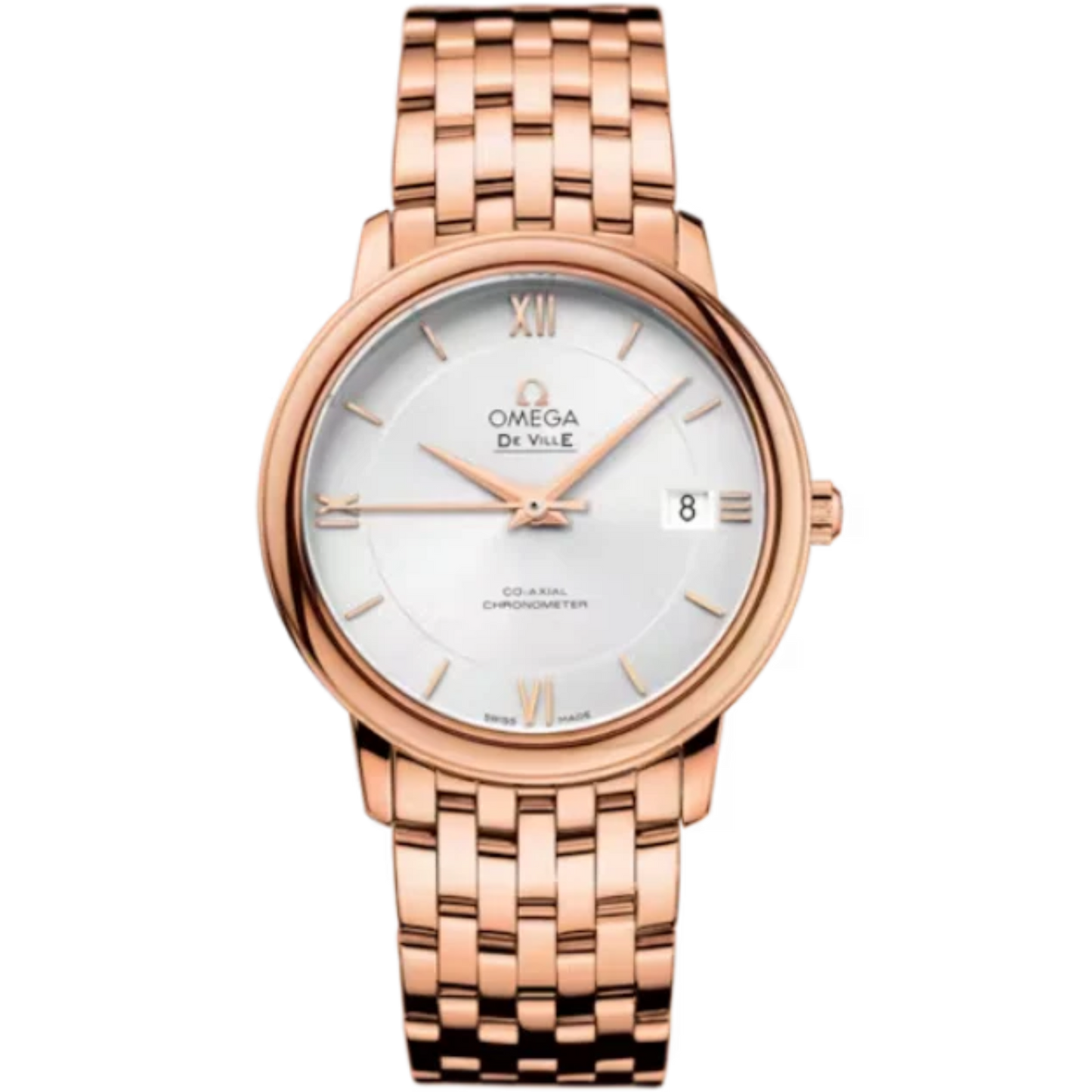 DE VILLE PRESTIGE 37 MM RED GOLD WITH SILVER DIAL
