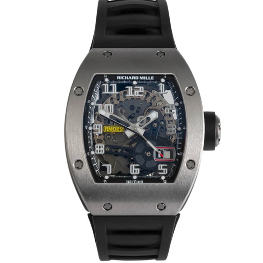 RM 029 Titanium Automatic With Oversize Date Black Rubber Strap Grey Titanium Case