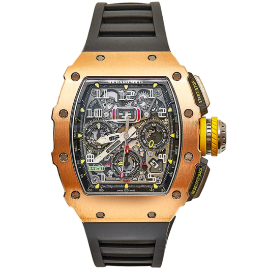 RM 011 Automatic Flyback Chronograph Felipe Massa Rose Gold Black Rubber Strap Rose Gold Case