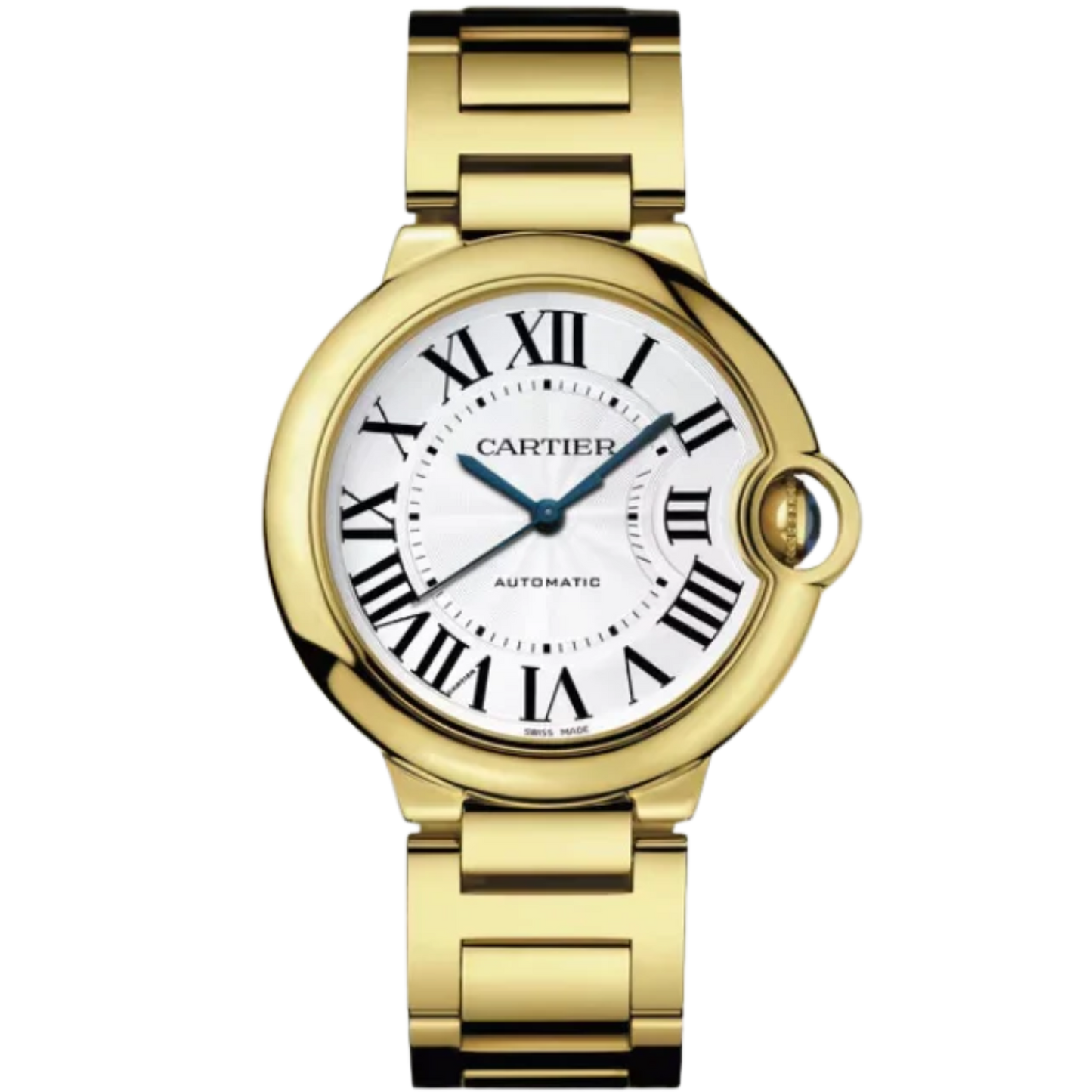 BALLON BLEU DE CARTIER 36 MM YELLOW GOLD WITH SILVER GUILLOCHE DIAL