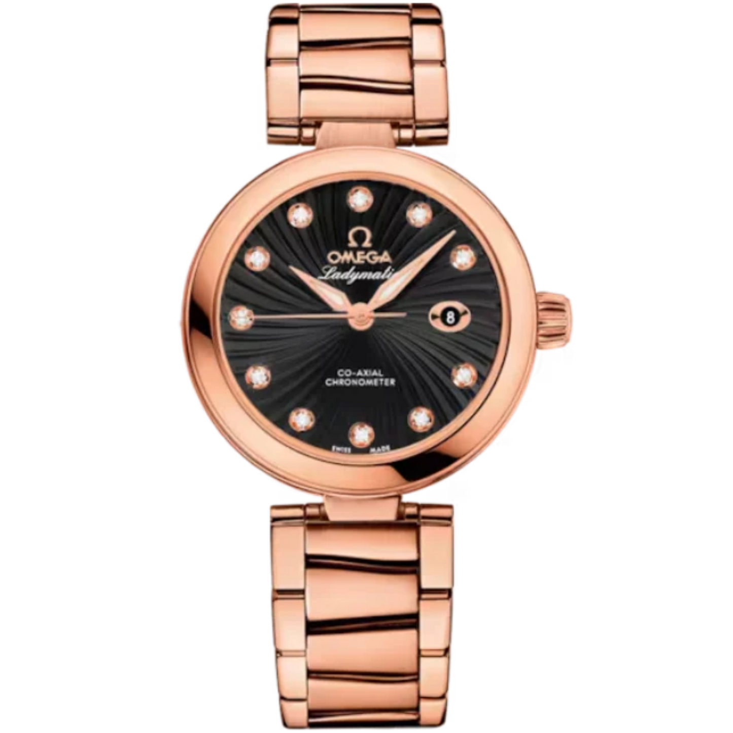 DE VILLE LADYMATIC 34 MM RED GOLD WITH BLACK DIAL