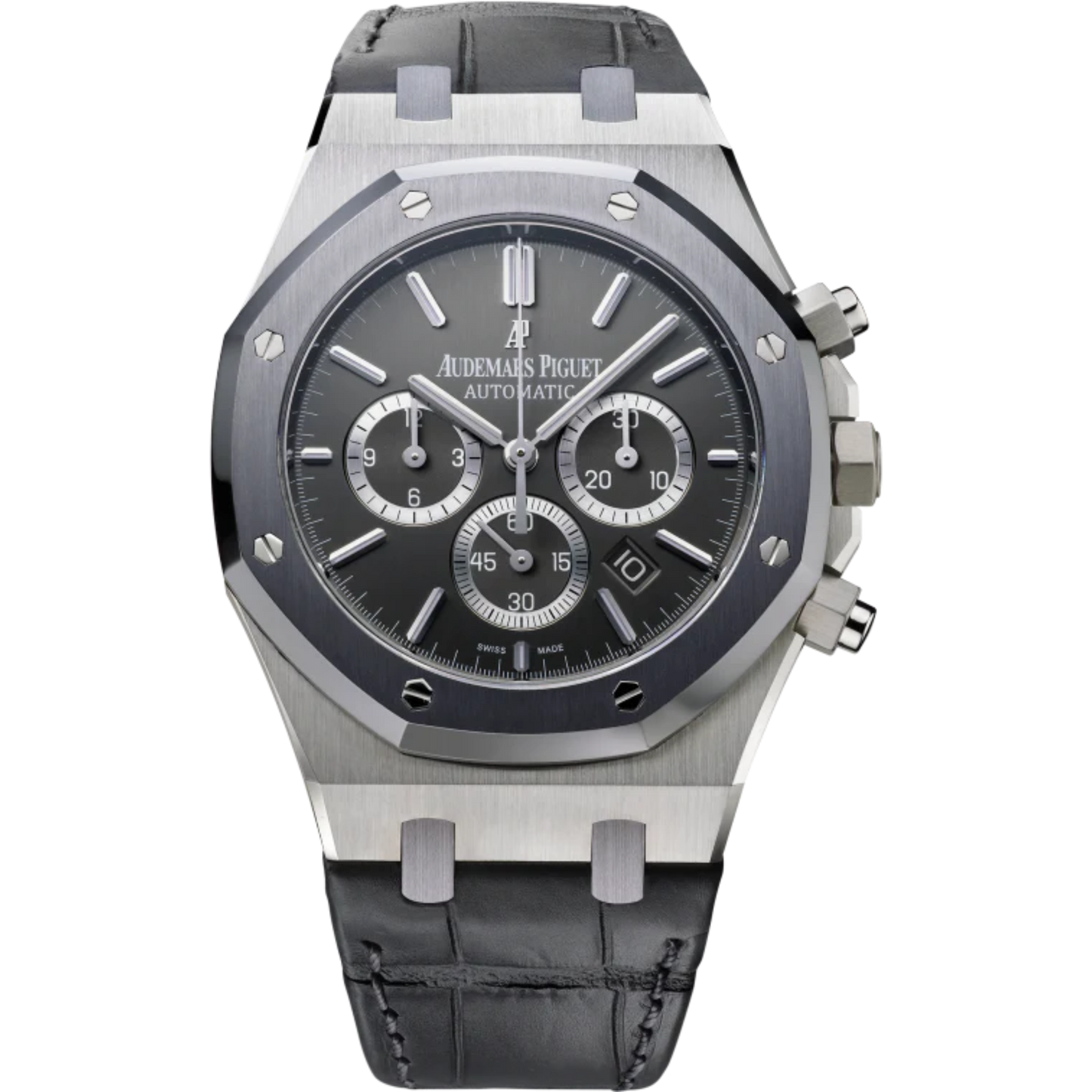 Royal Oak Leo Messi 41MM Anthracite Alligator Strap Satin-Brushed Anthracite Dial Stainless Steel Case Tantalum Bezel