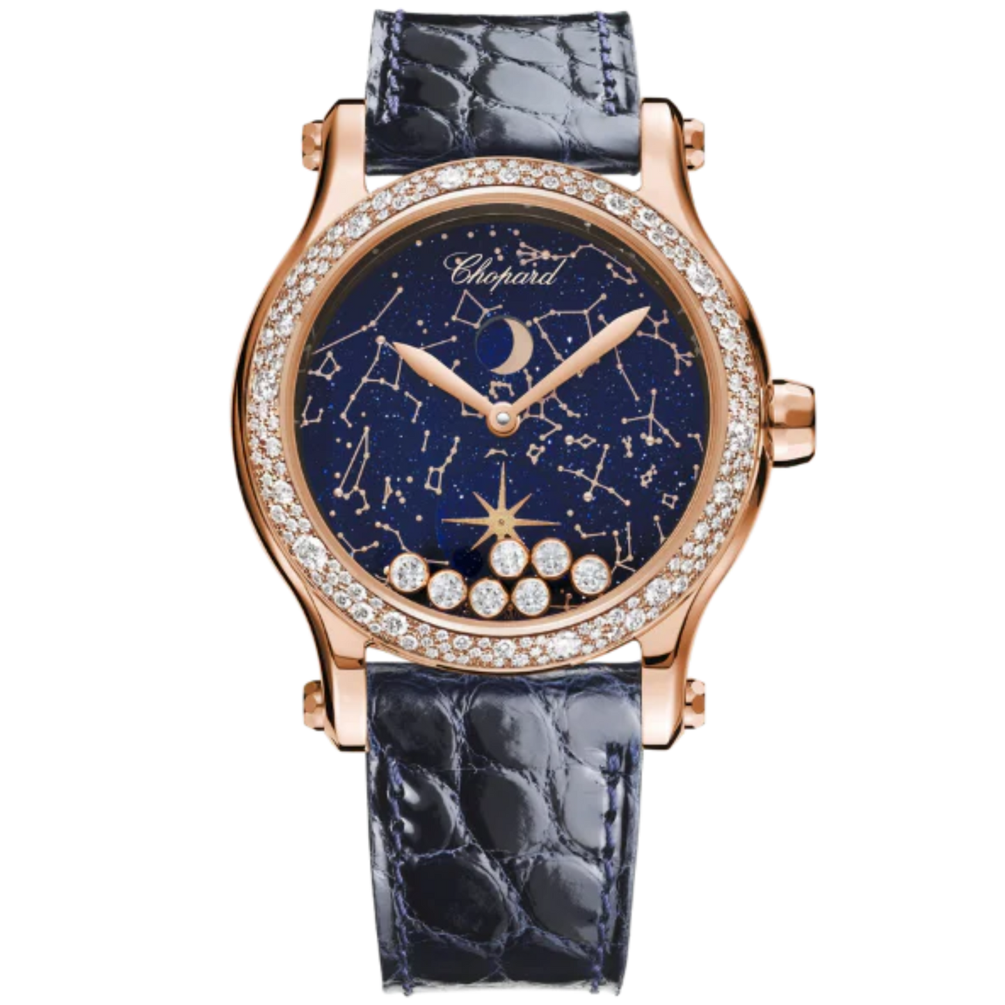 HAPPY MOON LIMITED EDITION 36 MM ETHICAL ROSE GOLD WITH BLUE ADVENTURINE DIAL