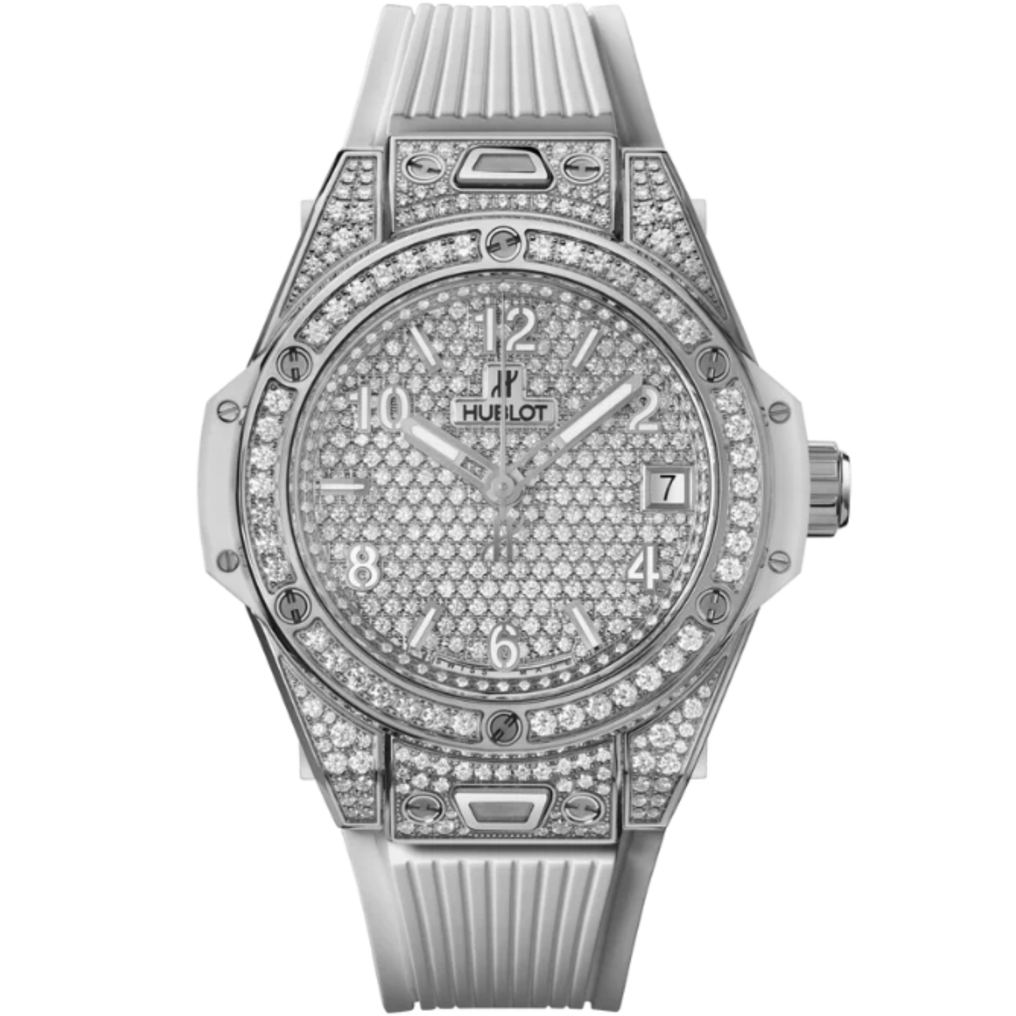 Big Bang 39mm ONE CLICK STEEL WHITE FULL PAVÉ