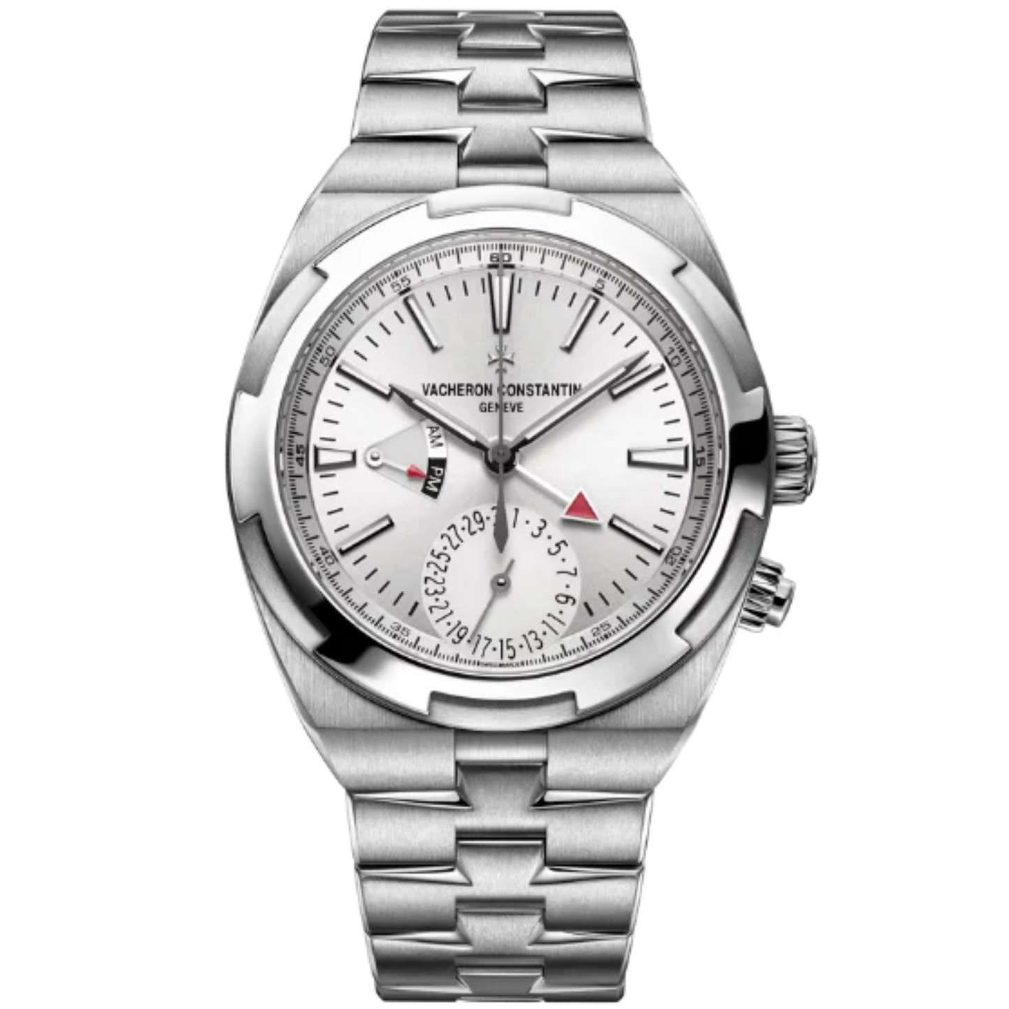 OVERSEAS DUAL TIME 41 MM STAINLESS STEEL WITH WHITE BRASS DIAL